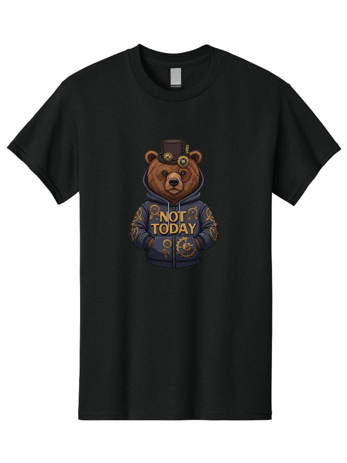 Not-Today-Bear-9 Men'S Graphic Tee, 100% Cotton, Comfortable Casual Summer Wear, Machine Washable, Vintage Camera, Old Camera, Antique Camera, Black Camera, Classic Photography, Photography Equipment, Nostalgic Device, Film Camera, Camera Art Bak970 11