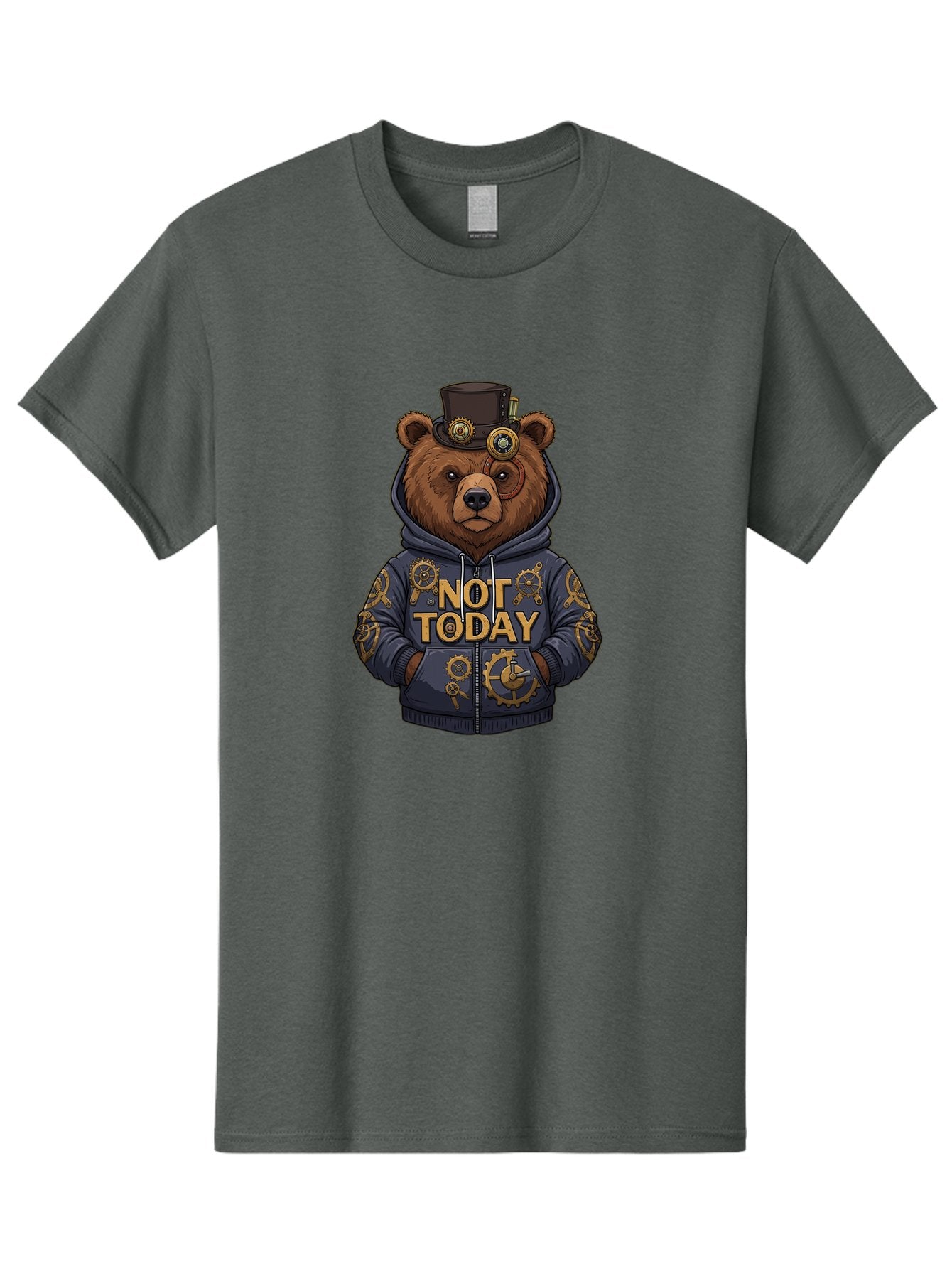 Not-Today-Bear-9 Men'S Graphic Tee, 100% Cotton, Comfortable Casual Summer Wear, Machine Washable, Vintage Camera, Old Camera, Antique Camera, Black Camera, Classic Photography, Photography Equipment, Nostalgic Device, Film Camera, Camera Art Bak970