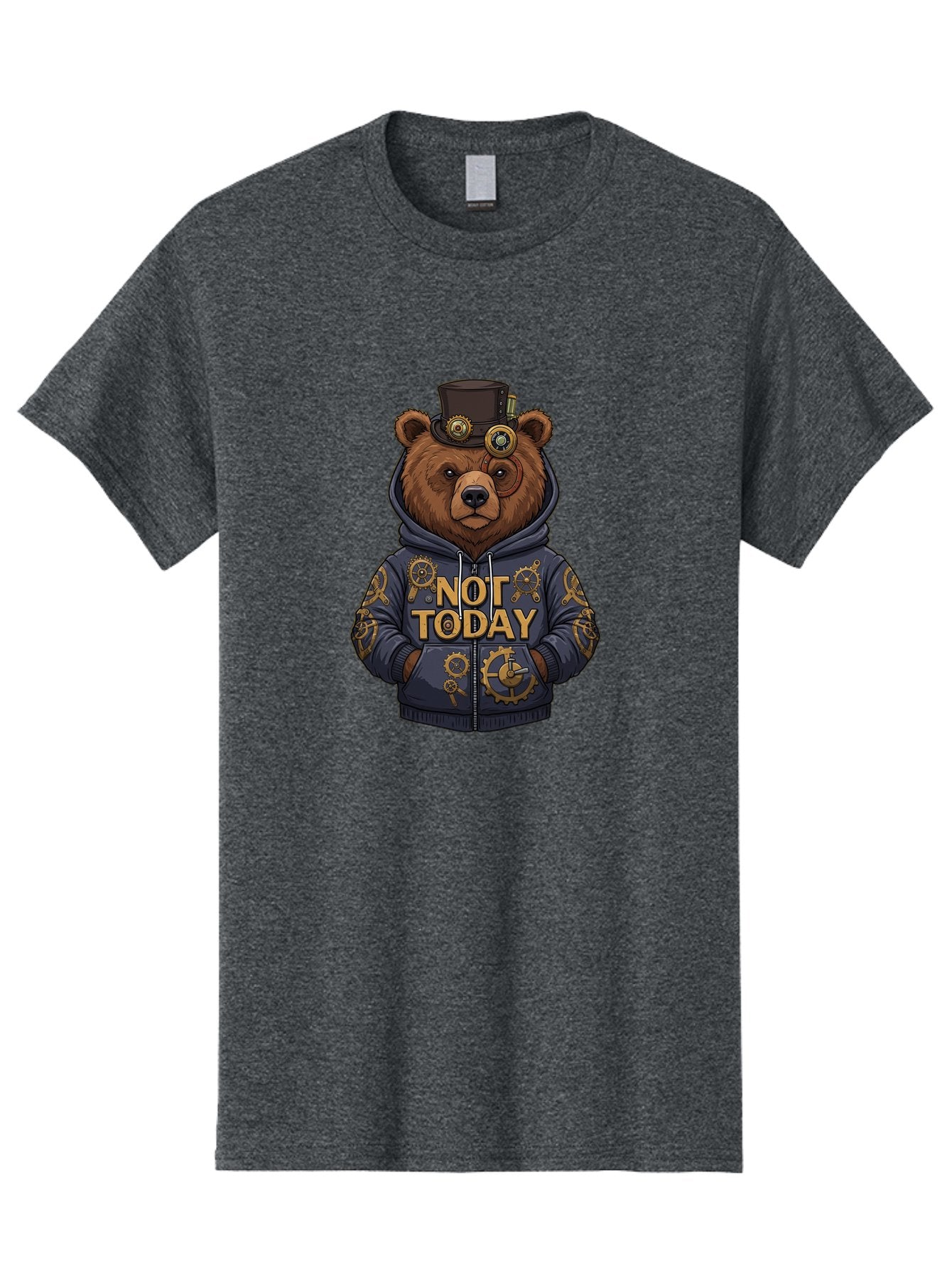 Not-Today-Bear-9 Men'S Graphic Tee, 100% Cotton, Comfortable Casual Summer Wear, Machine Washable, Vintage Camera, Old Camera, Antique Camera, Black Camera, Classic Photography, Photography Equipment, Nostalgic Device, Film Camera, Camera Art Bak970
