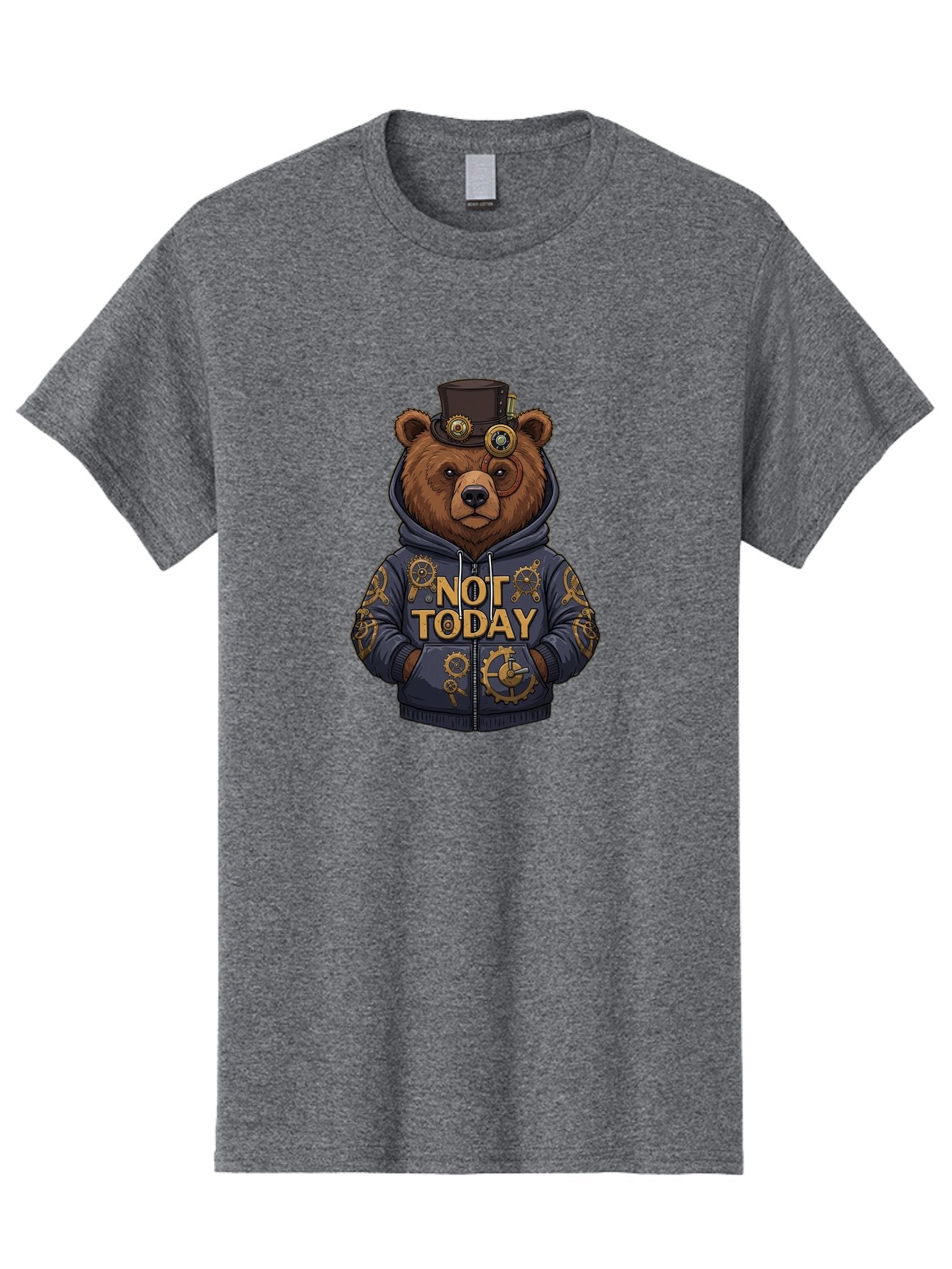 Not-Today-Bear-9 Men'S Graphic Tee, 100% Cotton, Comfortable Casual Summer Wear, Machine Washable, Vintage Camera, Old Camera, Antique Camera, Black Camera, Classic Photography, Photography Equipment, Nostalgic Device, Film Camera, Camera Art Bak970 7