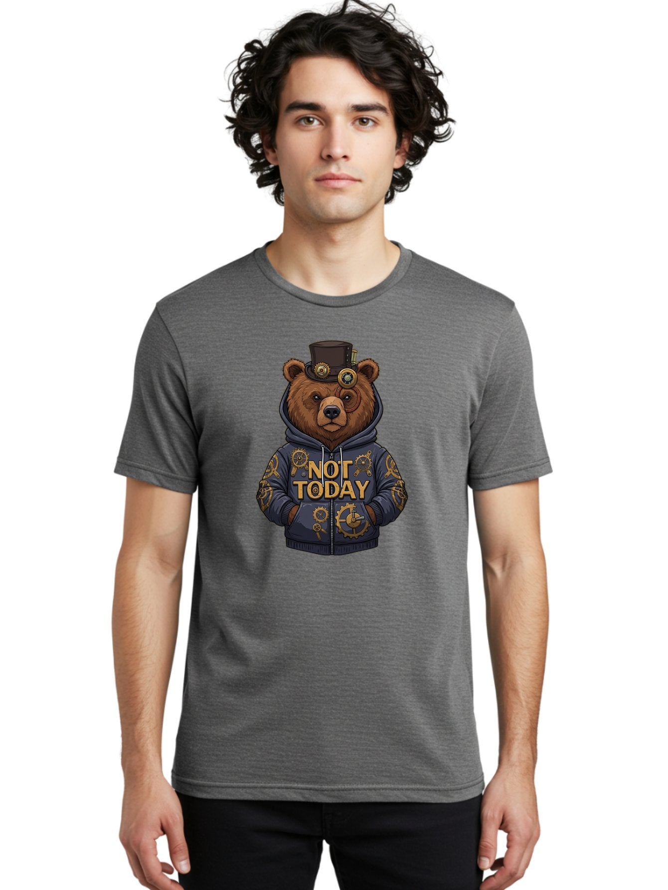 Not-Today-Bear-9 Men'S Graphic Tee, 100% Cotton, Comfortable Casual Summer Wear, Machine Washable, Vintage Camera, Old Camera, Antique Camera, Black Camera, Classic Photography, Photography Equipment, Nostalgic Device, Film Camera, Camera Art Bak970 16
