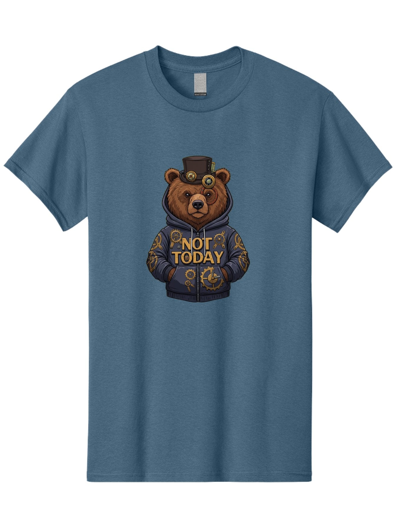 Not-Today-Bear-9 Men'S Graphic Tee, 100% Cotton, Comfortable Casual Summer Wear, Machine Washable, Vintage Camera, Old Camera, Antique Camera, Black Camera, Classic Photography, Photography Equipment, Nostalgic Device, Film Camera, Camera Art Bak970 9