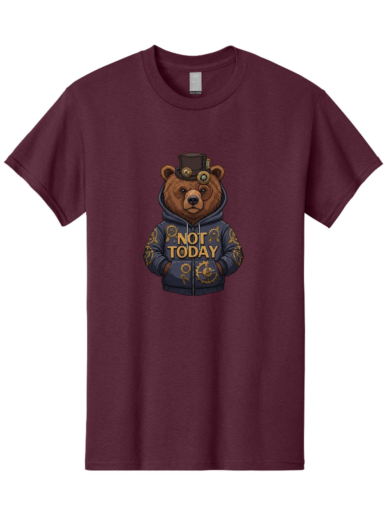 Not-Today-Bear-9 Men'S Graphic Tee, 100% Cotton, Comfortable Casual Summer Wear, Machine Washable, Vintage Camera, Old Camera, Antique Camera, Black Camera, Classic Photography, Photography Equipment, Nostalgic Device, Film Camera, Camera Art Bak970 14