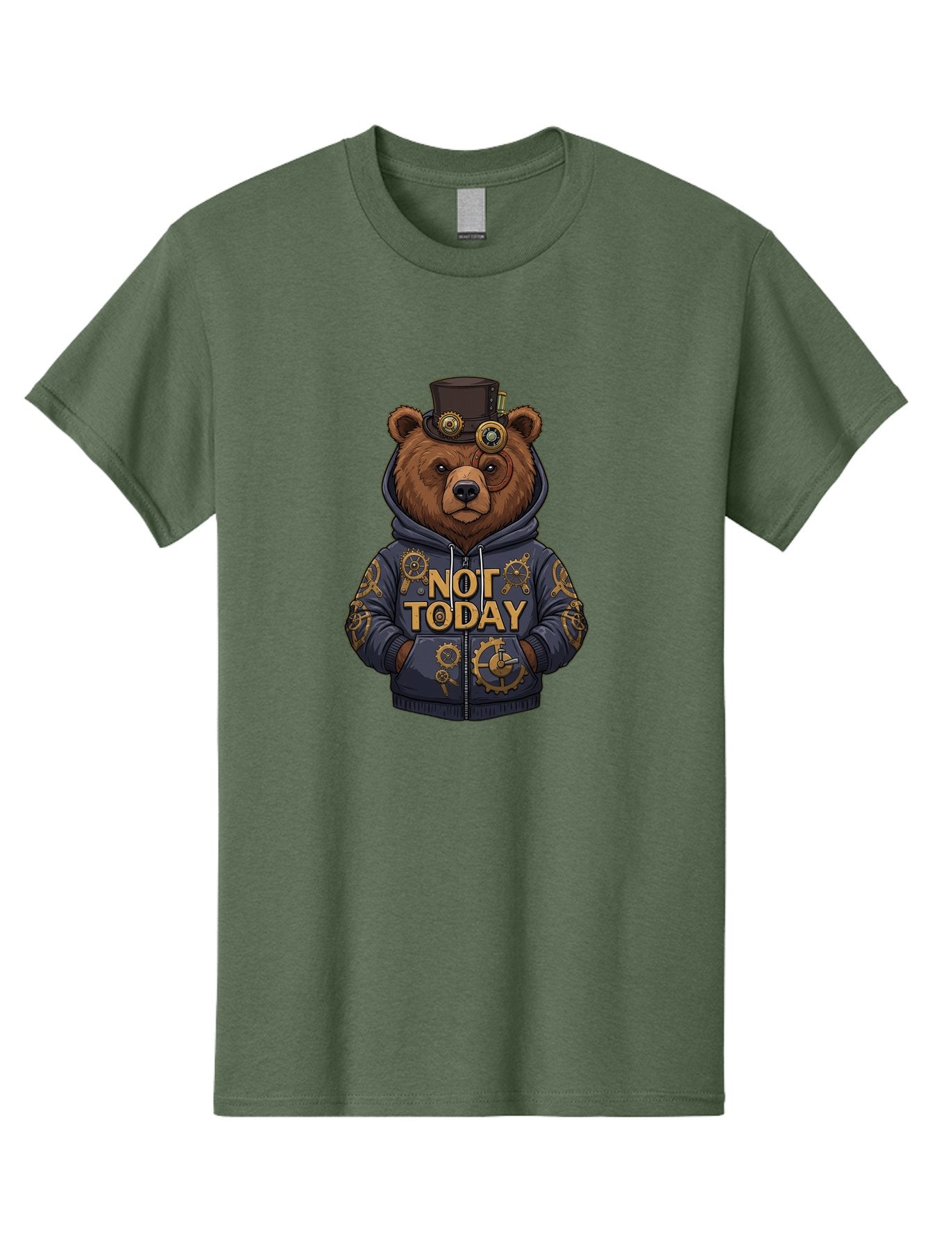 Not-Today-Bear-9 Men'S Graphic Tee, 100% Cotton, Comfortable Casual Summer Wear, Machine Washable, Vintage Camera, Old Camera, Antique Camera, Black Camera, Classic Photography, Photography Equipment, Nostalgic Device, Film Camera, Camera Art Bak970 4