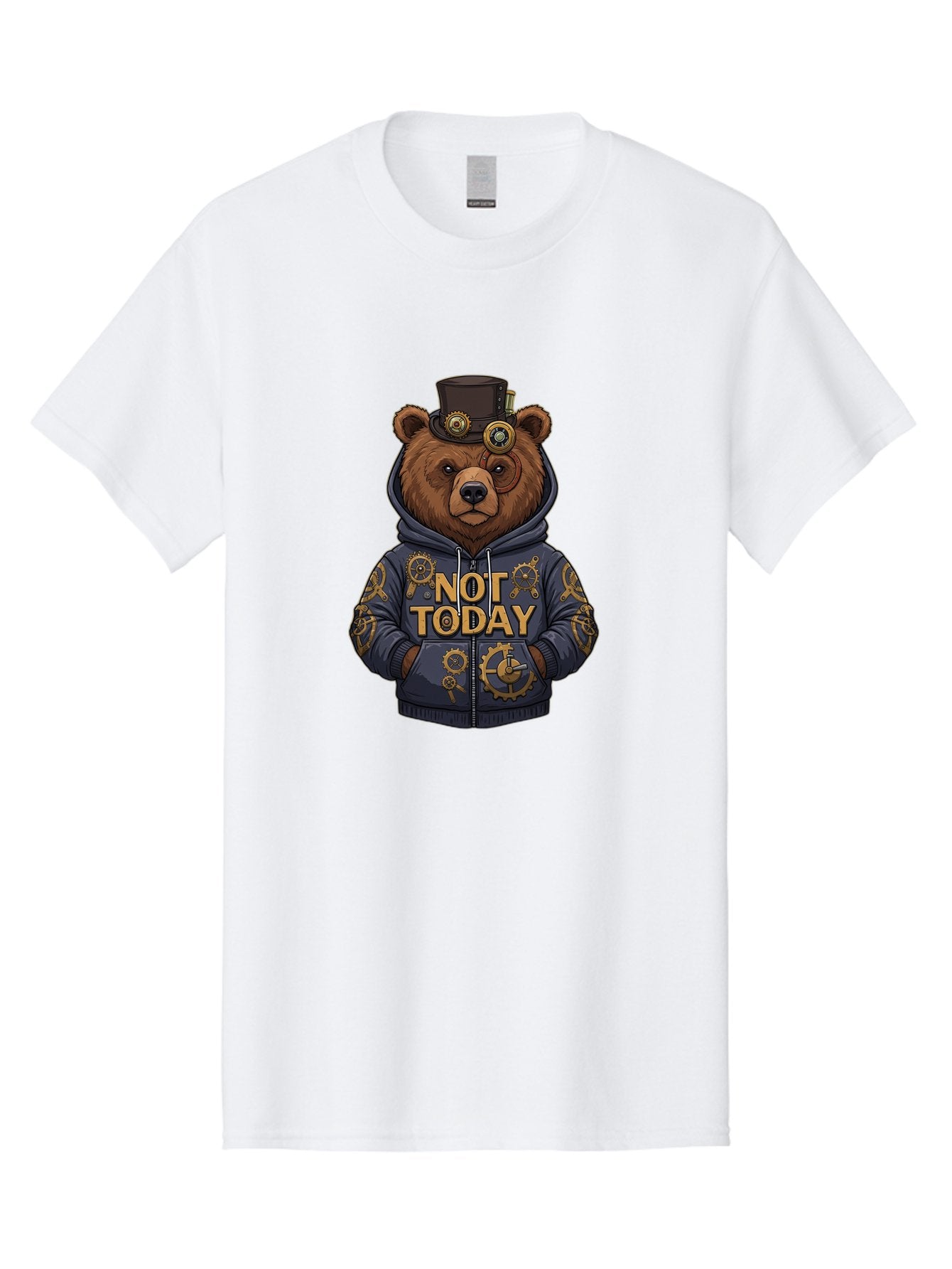 Not-Today-Bear-9 Men'S Graphic Tee, 100% Cotton, Comfortable Casual Summer Wear, Machine Washable, Vintage Camera, Old Camera, Antique Camera, Black Camera, Classic Photography, Photography Equipment, Nostalgic Device, Film Camera, Camera Art Bak970 8
