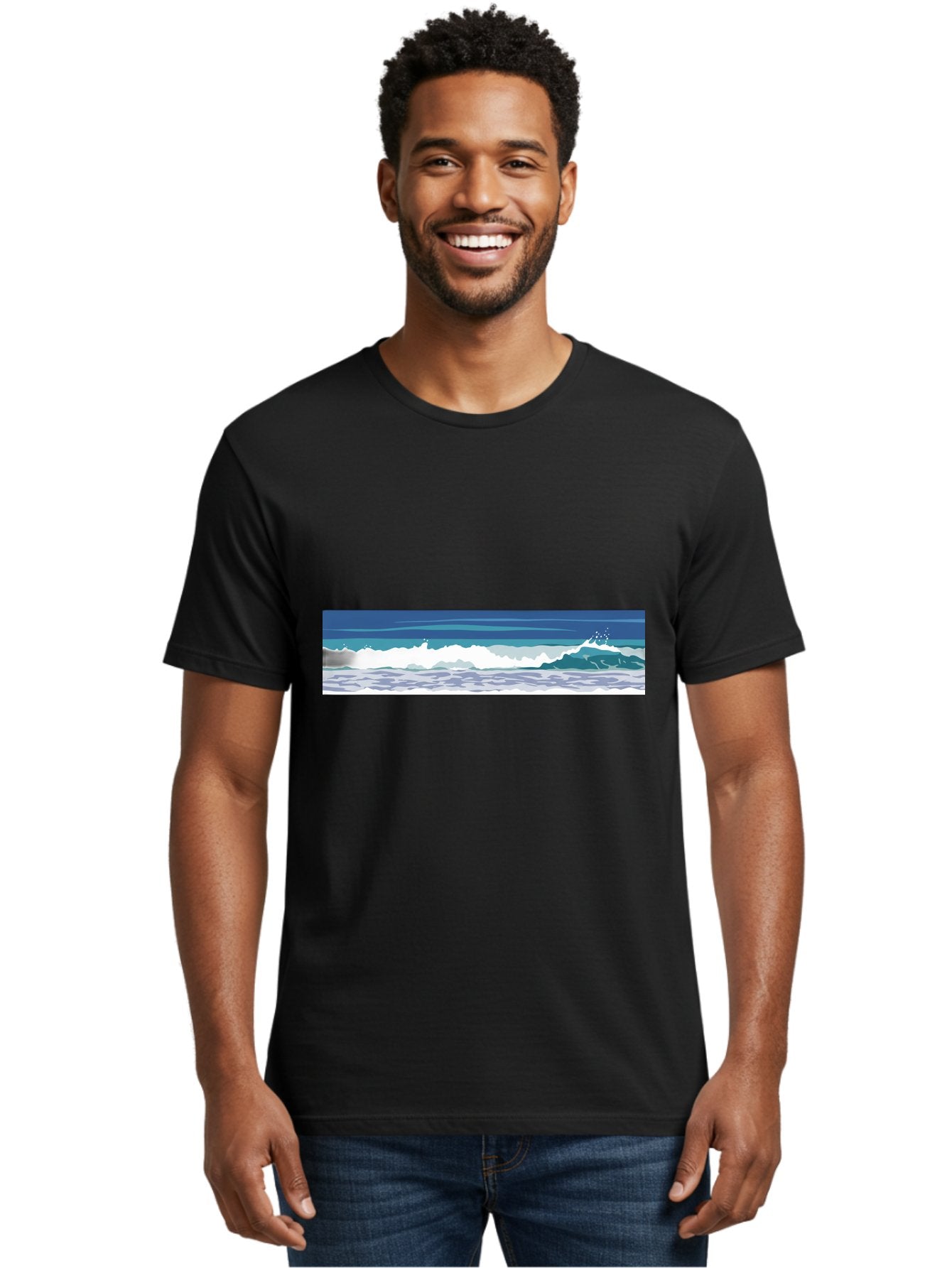 Ocean-Waves-1 Men'S Graphic Tee, 100% Cotton, Comfortable Casual Summer Wear, Machine Washable, Vintage Camera, Old Camera, Antique Camera, Black Camera, Classic Photography, Photography Equipment, Nostalgic Device, Film Camera, Camera Art Bak986 16