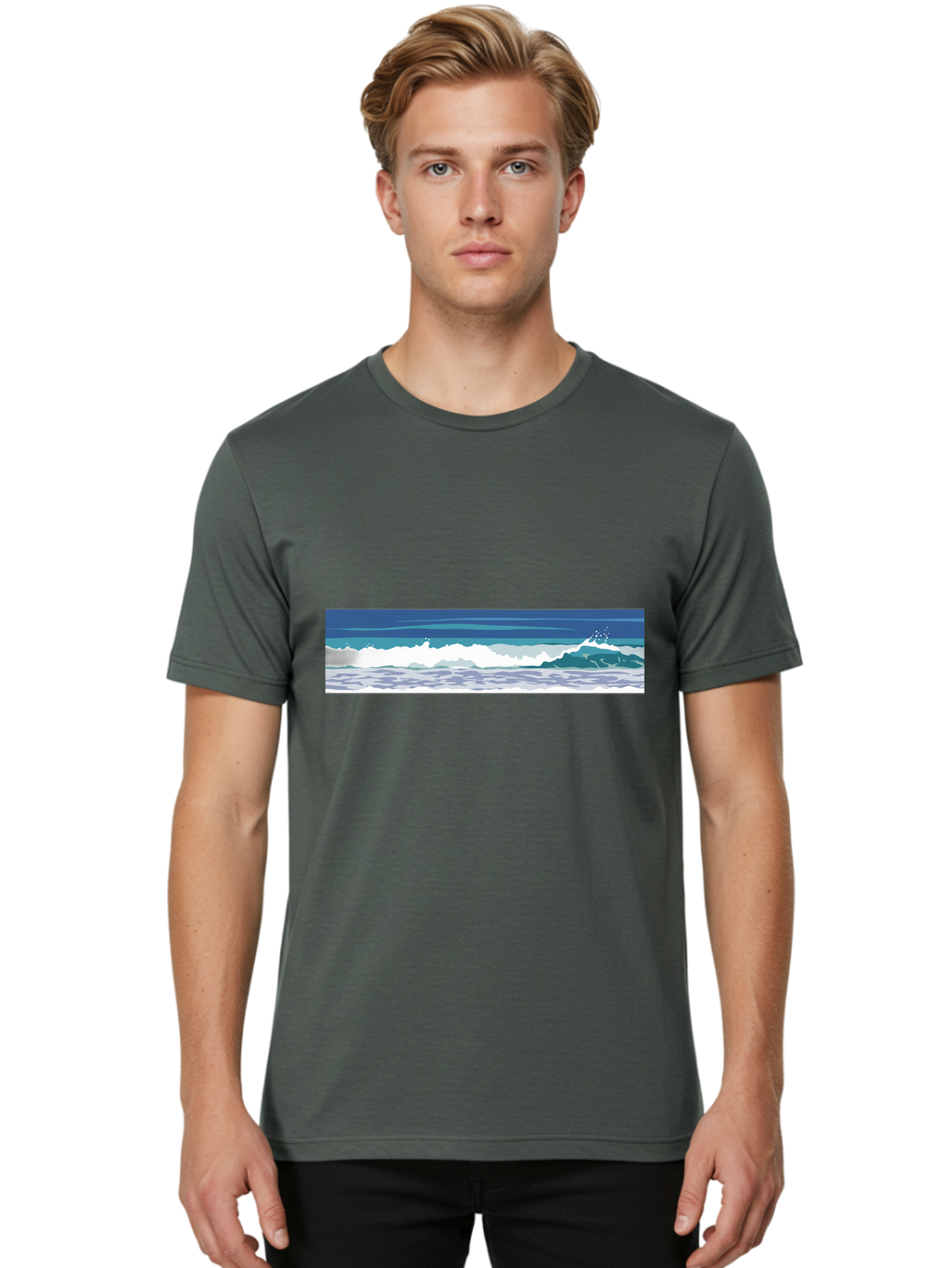 Ocean-Waves-1 Men'S Graphic Tee, 100% Cotton, Comfortable Casual Summer Wear, Machine Washable, Vintage Camera, Old Camera, Antique Camera, Black Camera, Classic Photography, Photography Equipment, Nostalgic Device, Film Camera, Camera Art Bak986 19