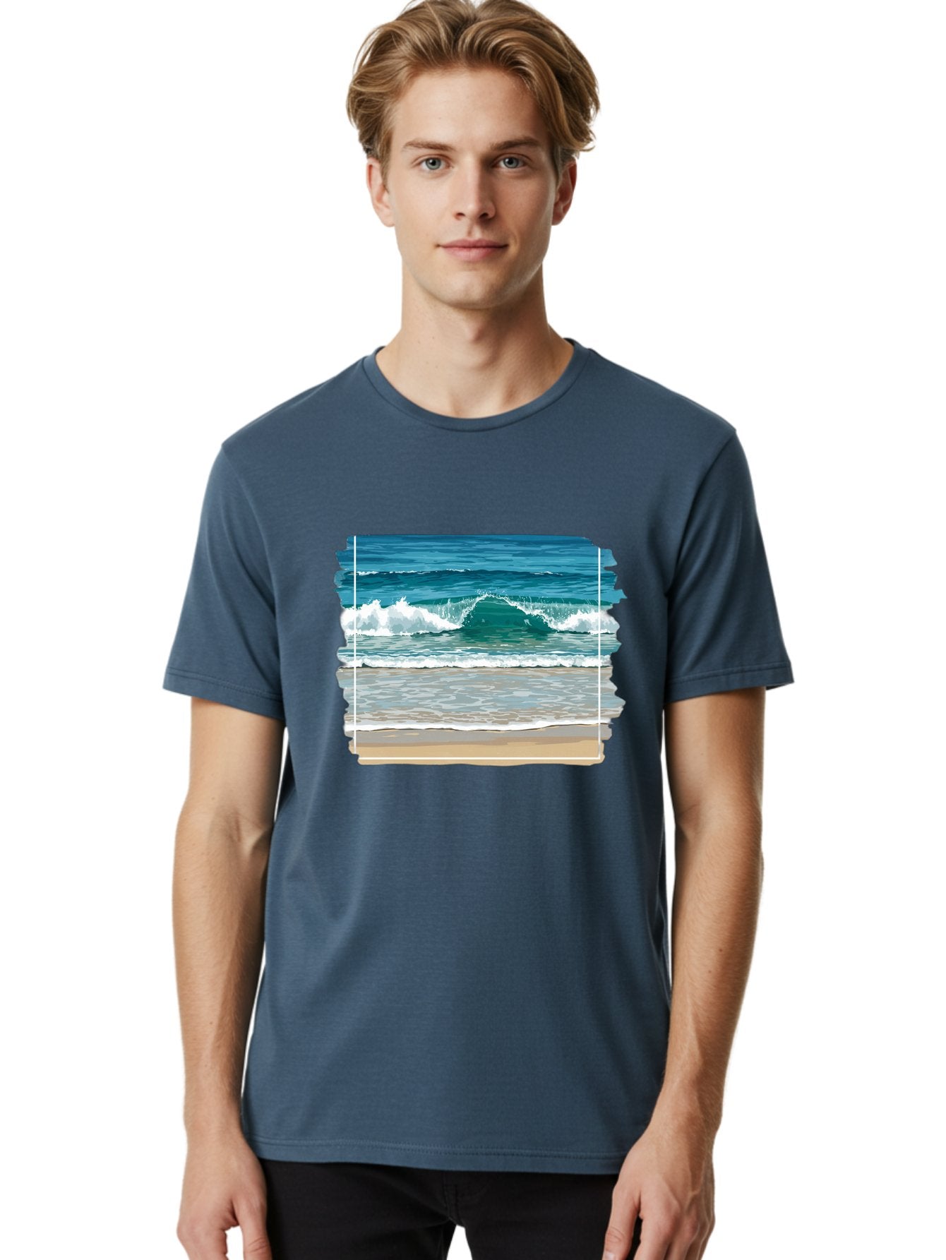Ocean-Waves-2 Men'S Graphic Tee, 100% Cotton, Comfortable Casual Summer Wear, Machine Washable, Vintage Camera, Old Camera, Antique Camera, Black Camera, Classic Photography, Photography Equipment, Nostalgic Device, Film Camera, Camera Art Bak987 18