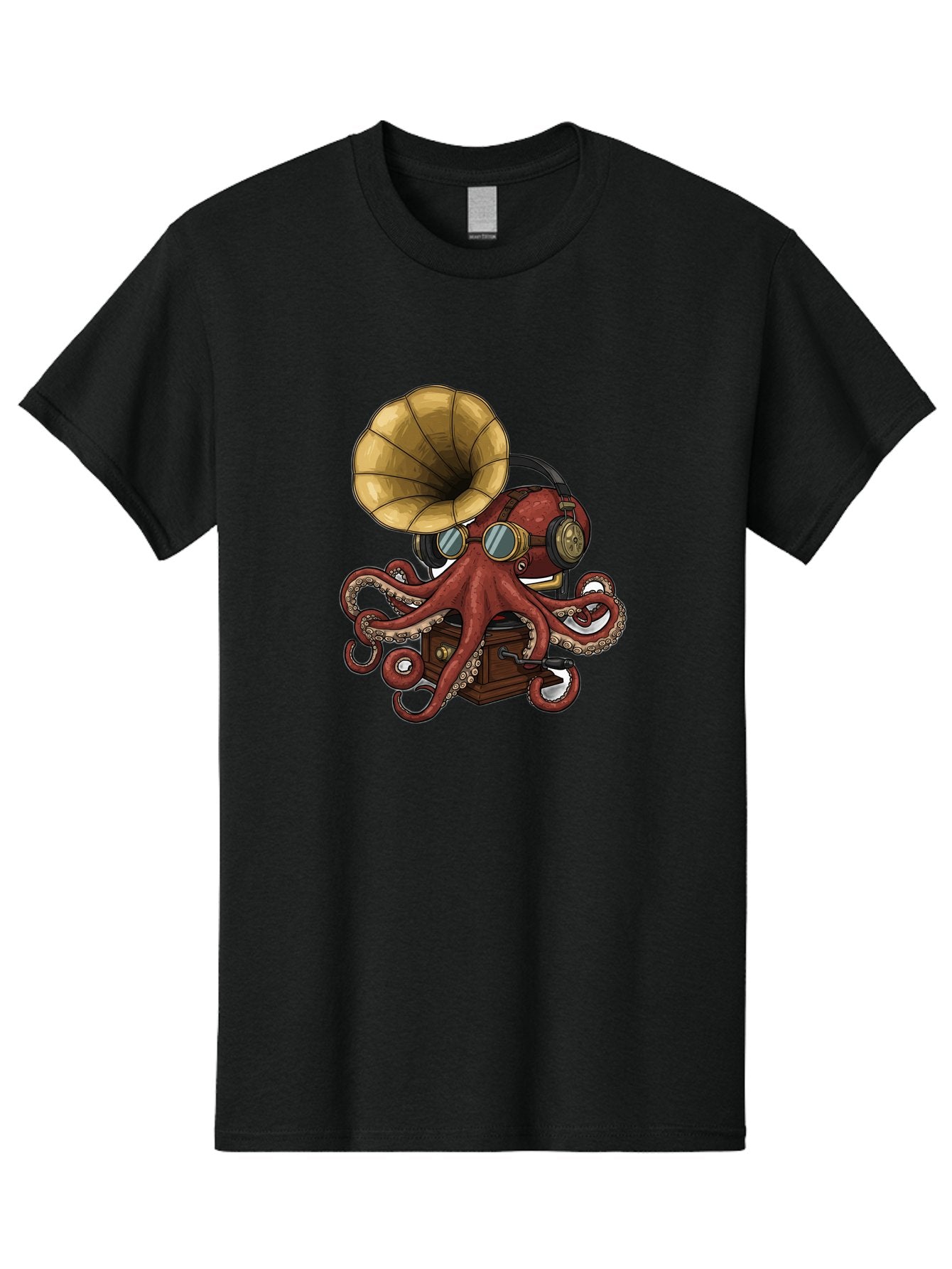 Octopus-Gramophone Men'S Graphic Tee, 100% Cotton, Comfortable Casual Summer Wear, Machine Washable, Vintage Camera, Old Camera, Antique Camera, Black Camera, Classic Photography, Photography Equipment, Nostalgic Device, Film Camera, Bak990 14