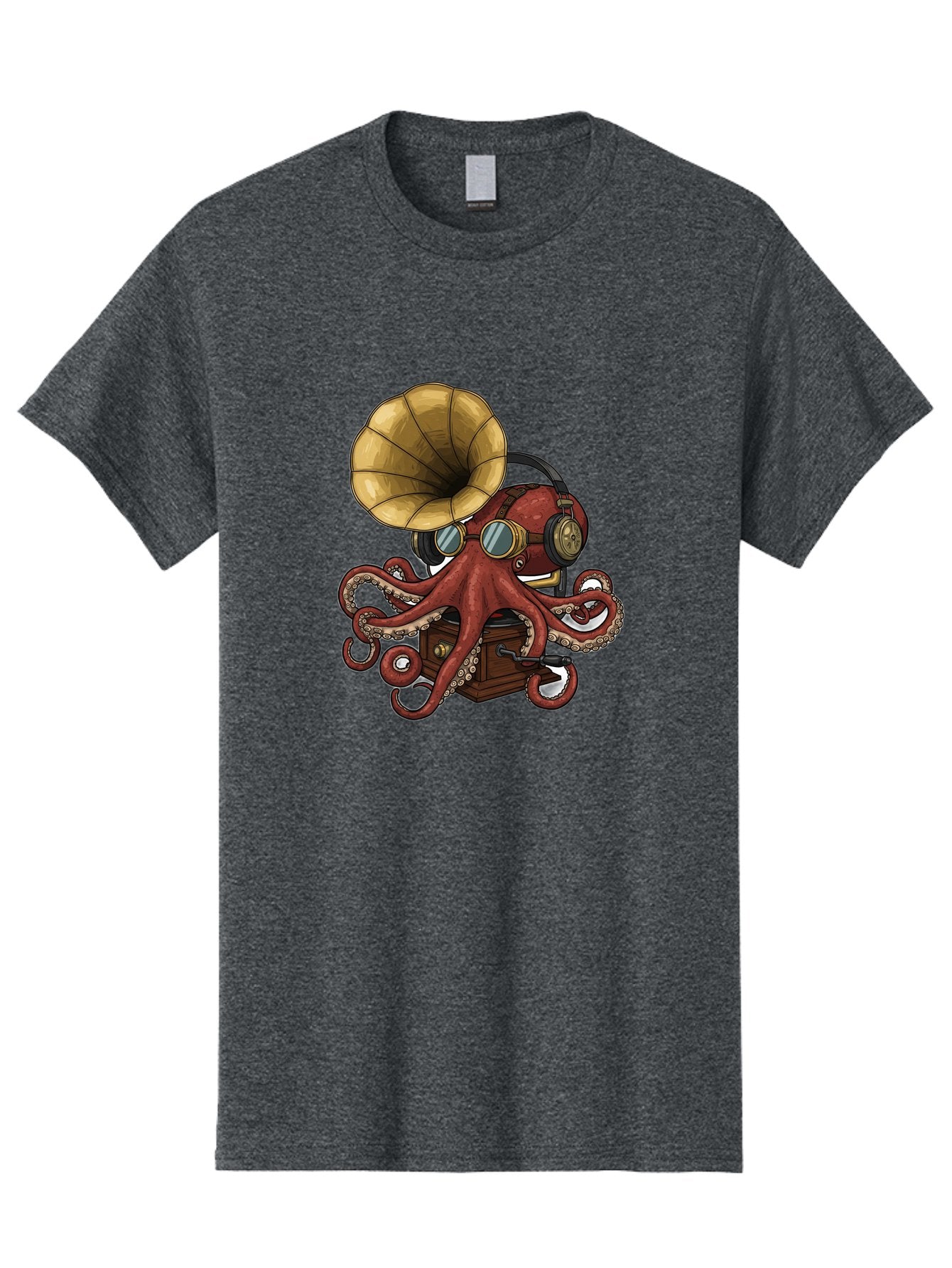 Octopus-Gramophone Men'S Graphic Tee, 100% Cotton, Comfortable Casual Summer Wear, Machine Washable, Vintage Camera, Old Camera, Antique Camera, Black Camera, Classic Photography, Photography Equipment, Nostalgic Device, Film Camera, Bak990