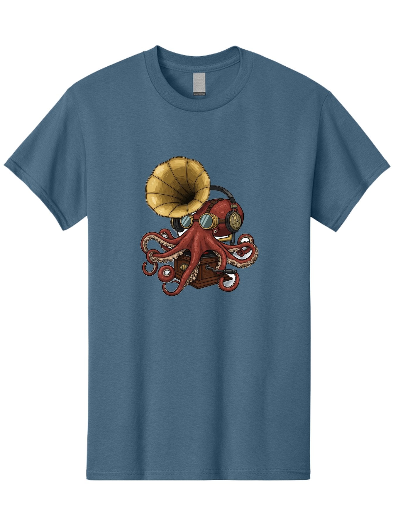 Octopus-Gramophone Men'S Graphic Tee, 100% Cotton, Comfortable Casual Summer Wear, Machine Washable, Vintage Camera, Old Camera, Antique Camera, Black Camera, Classic Photography, Photography Equipment, Nostalgic Device, Film Camera, Bak990 8