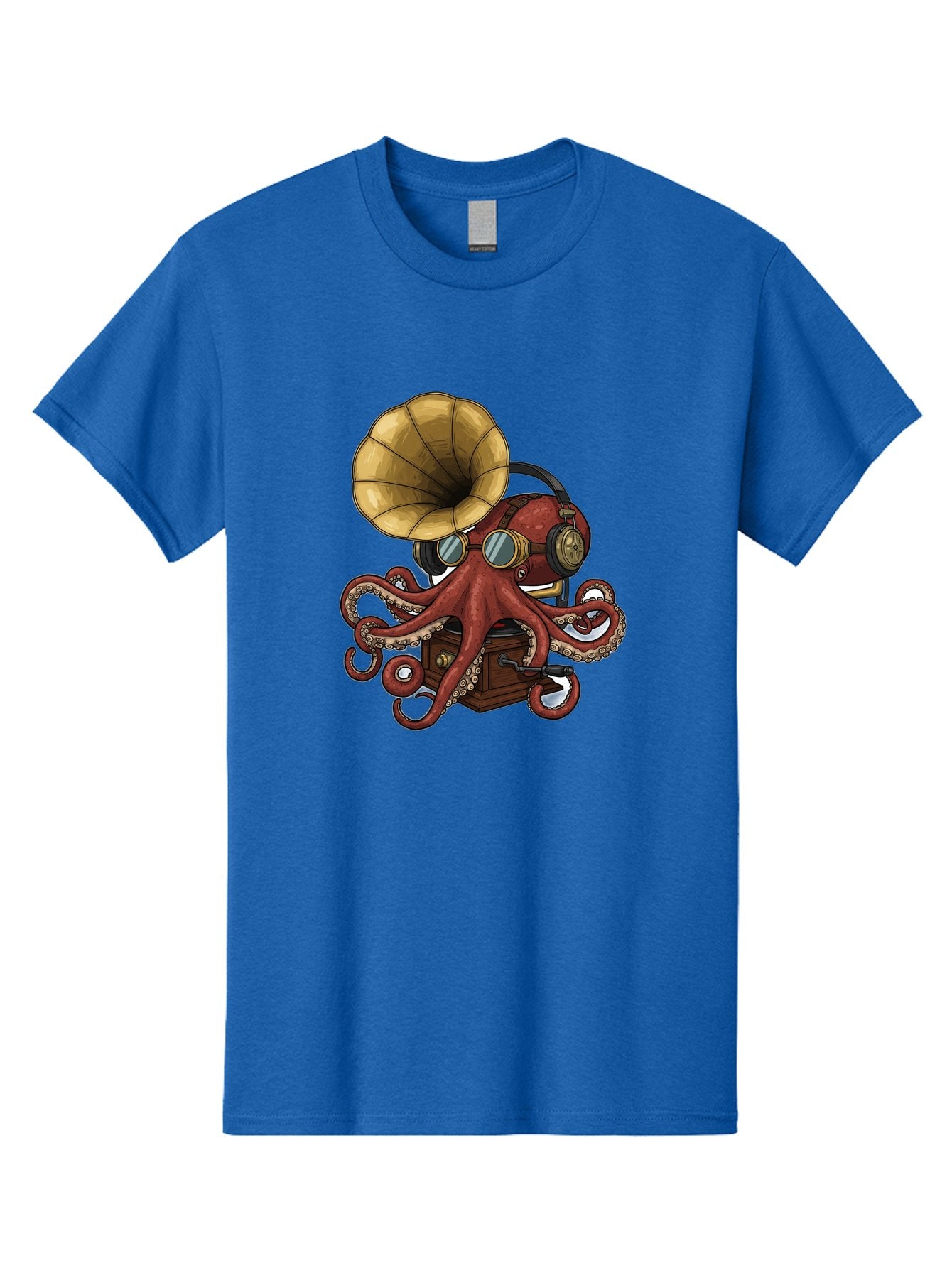 Octopus-Gramophone Men'S Graphic Tee, 100% Cotton, Comfortable Casual Summer Wear, Machine Washable, Vintage Camera, Old Camera, Antique Camera, Black Camera, Classic Photography, Photography Equipment, Nostalgic Device, Film Camera, Bak990 15
