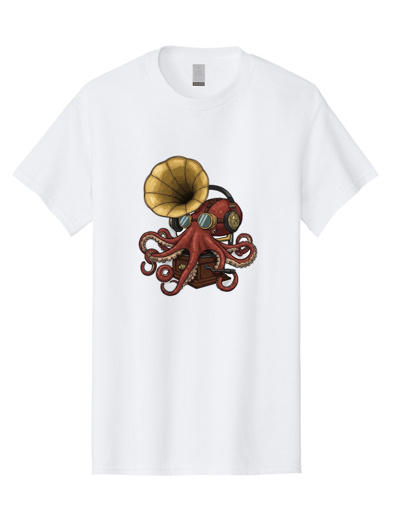 Octopus-Gramophone Men'S Graphic Tee, 100% Cotton, Comfortable Casual Summer Wear, Machine Washable, Vintage Camera, Old Camera, Antique Camera, Black Camera, Classic Photography, Photography Equipment, Nostalgic Device, Film Camera, Bak990 12