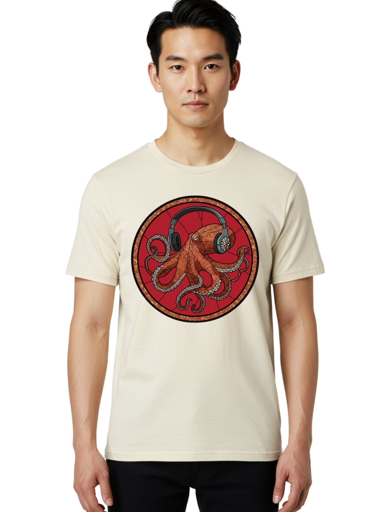 Octopus-Headphones Men'S Graphic Tee, 100% Cotton, Comfortable Casual Summer Wear, Machine Washable, Vintage Camera, Old Camera, Antique Camera, Black Camera, Classic Photography, Photography Equipment, Nostalgic Device, Film Camera, Bak991 23