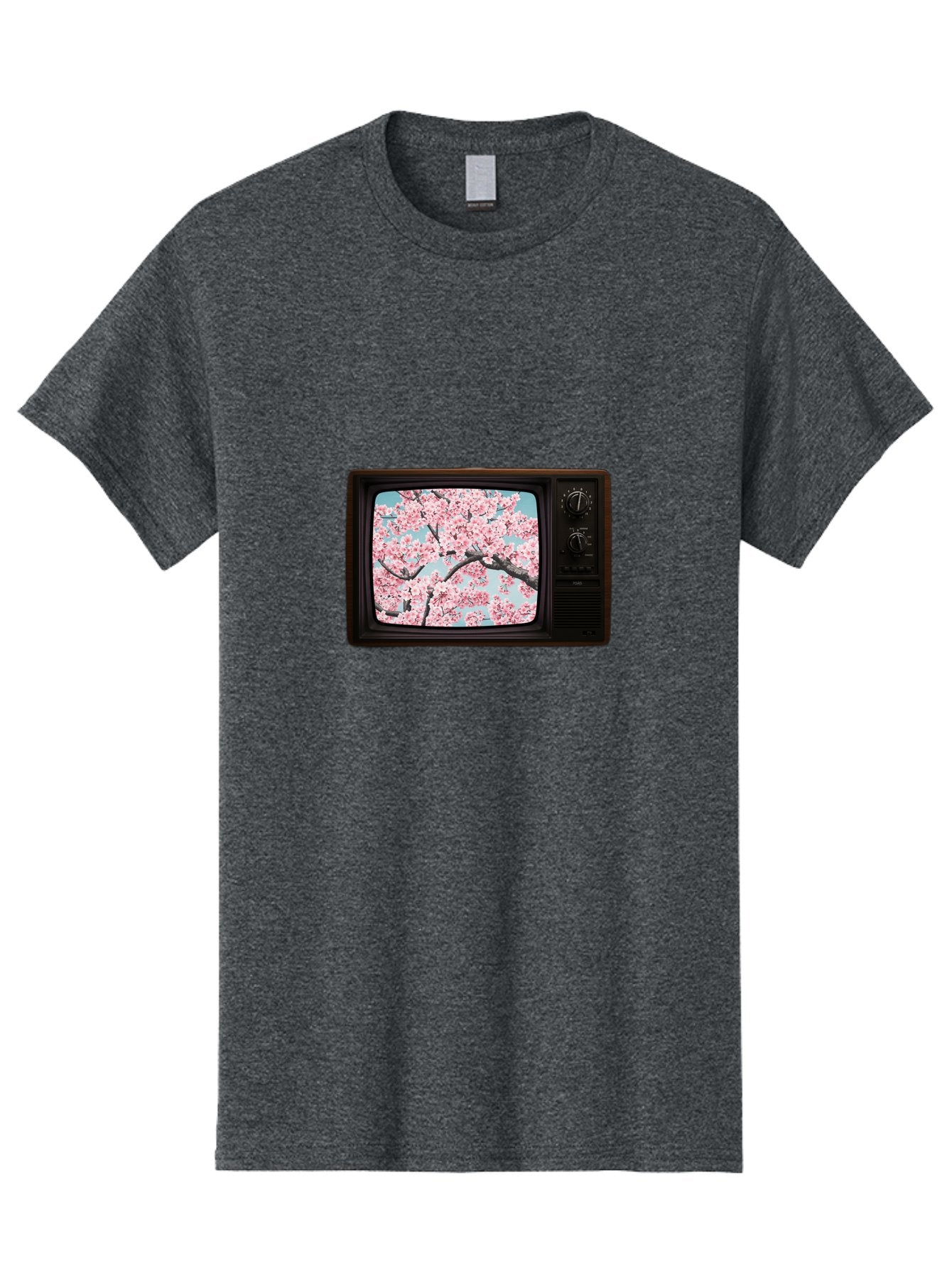 Old-Television-With-Cherry-Blossoms Men'S Graphic Tee, 100% Cotton, Comfortable Casual Summer Wear, Machine Washable, Vintage Camera, Old Camera, Antique Camera, Black Camera, Classic Photography, Photography Equipment, Nostalgic Device, Bak994 4