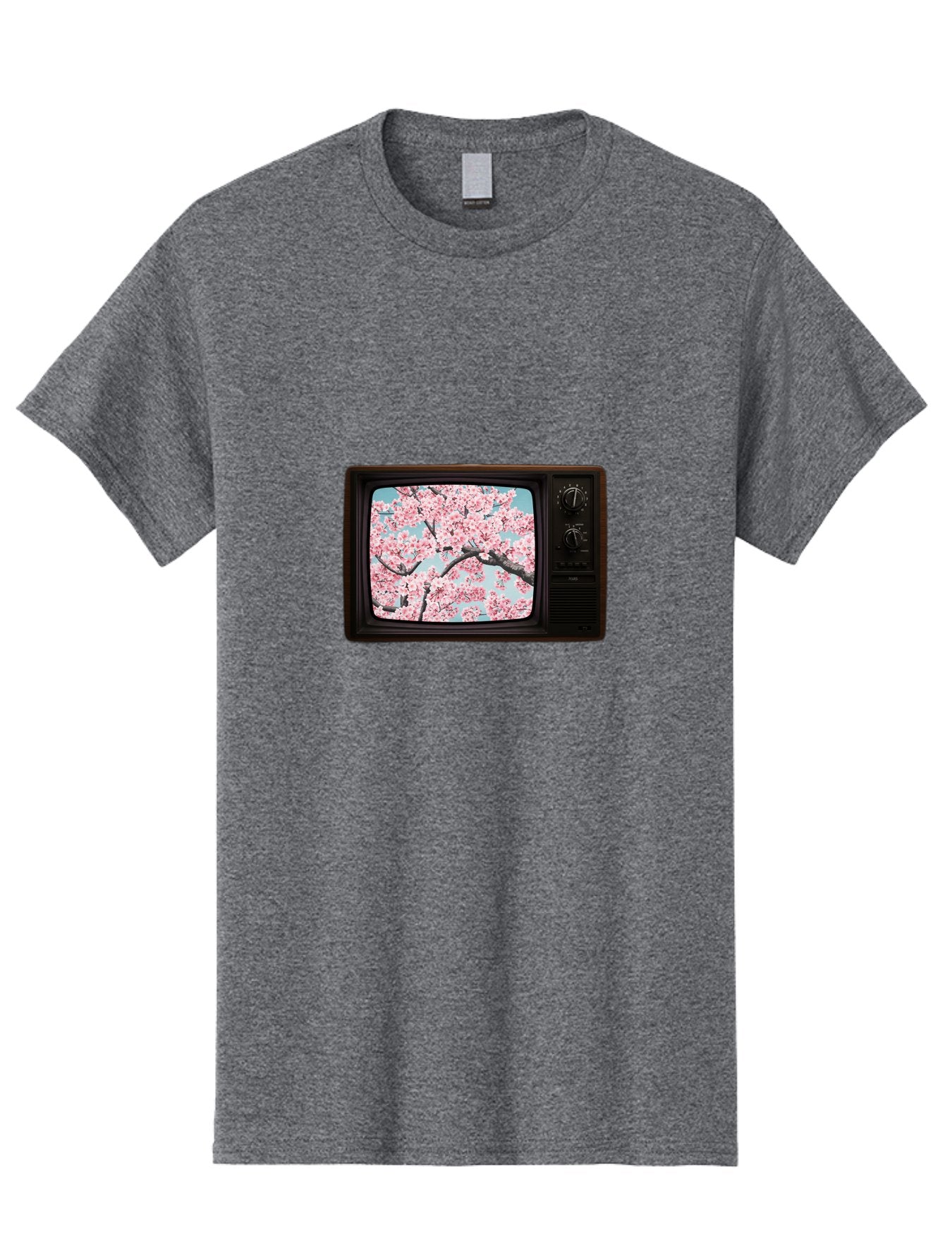 Old-Television-With-Cherry-Blossoms Men'S Graphic Tee, 100% Cotton, Comfortable Casual Summer Wear, Machine Washable, Vintage Camera, Old Camera, Antique Camera, Black Camera, Classic Photography, Photography Equipment, Nostalgic Device, Bak994 13