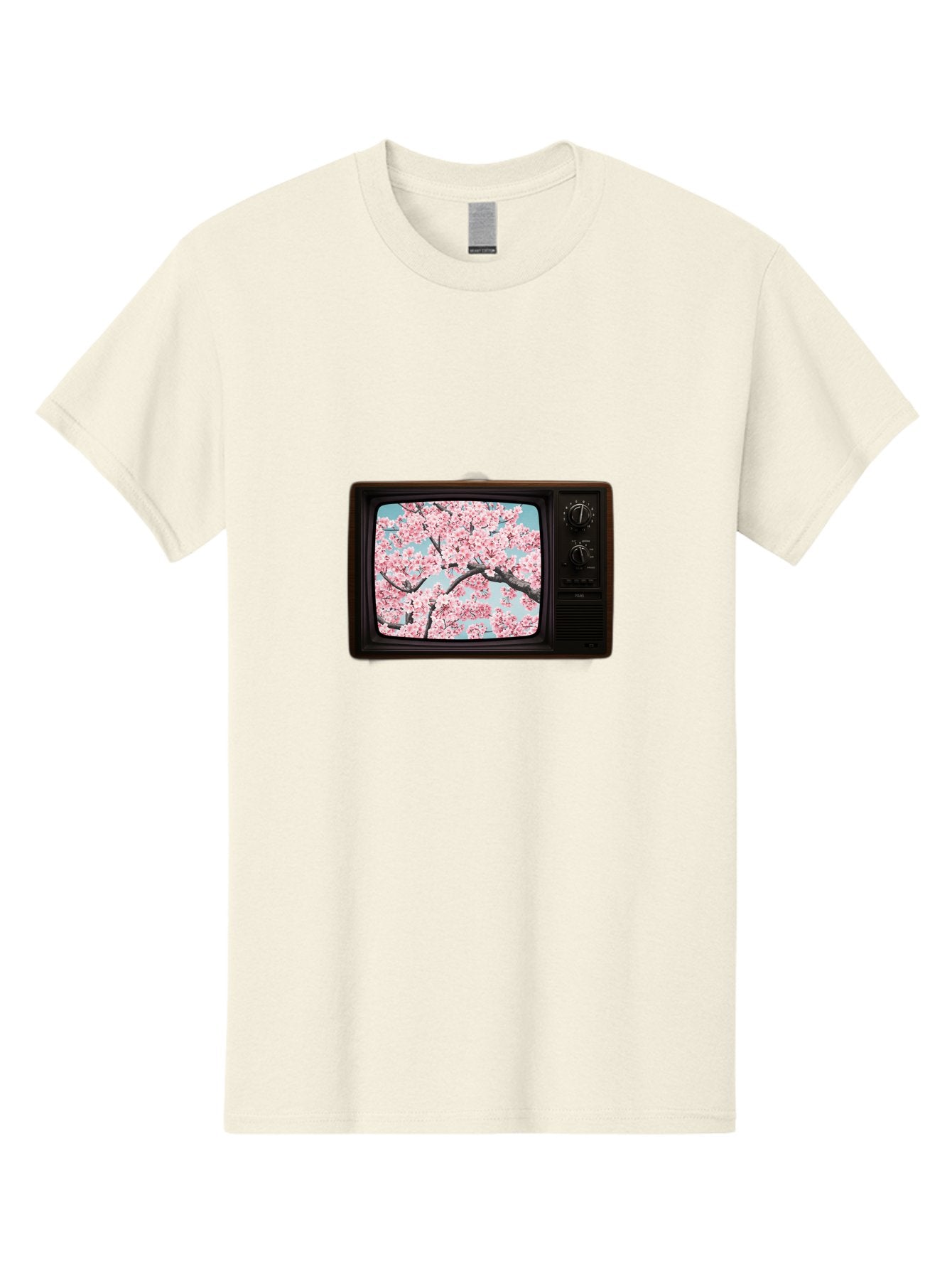 Old-Television-With-Cherry-Blossoms Men'S Graphic Tee, 100% Cotton, Comfortable Casual Summer Wear, Machine Washable, Vintage Camera, Old Camera, Antique Camera, Black Camera, Classic Photography, Photography Equipment, Nostalgic Device, Bak994 12