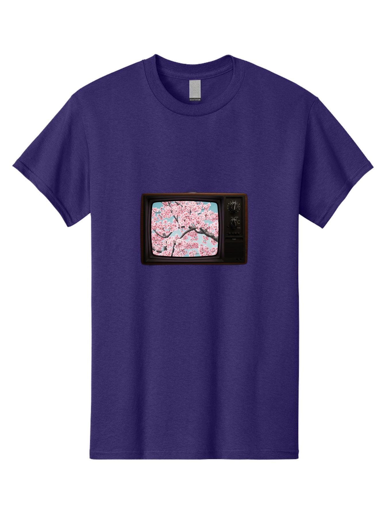 Old-Television-With-Cherry-Blossoms Men'S Graphic Tee, 100% Cotton, Comfortable Casual Summer Wear, Machine Washable, Vintage Camera, Old Camera, Antique Camera, Black Camera, Classic Photography, Photography Equipment, Nostalgic Device, Bak994 10