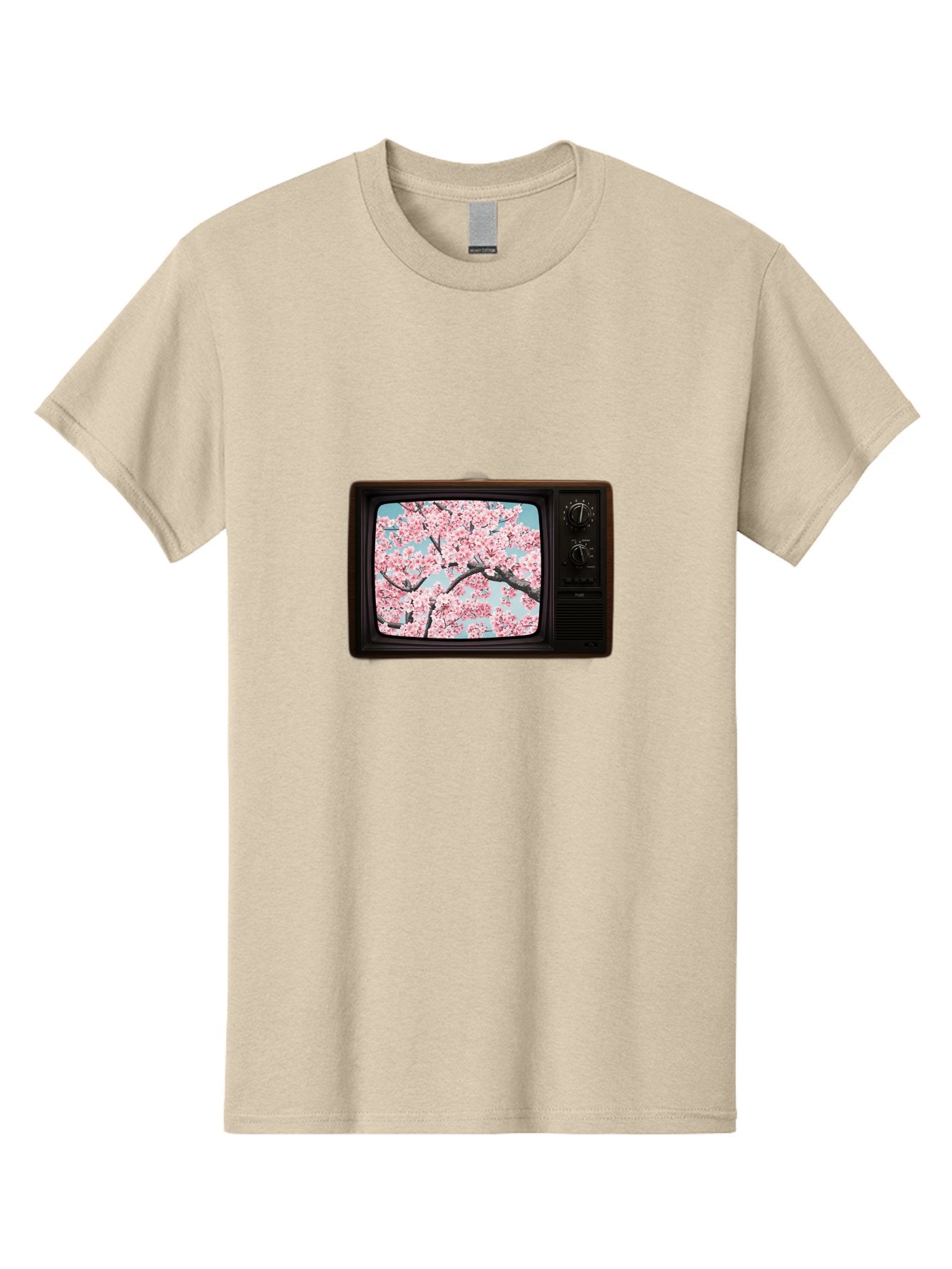 Old-Television-With-Cherry-Blossoms Men'S Graphic Tee, 100% Cotton, Comfortable Casual Summer Wear, Machine Washable, Vintage Camera, Old Camera, Antique Camera, Black Camera, Classic Photography, Photography Equipment, Nostalgic Device, Bak994 8