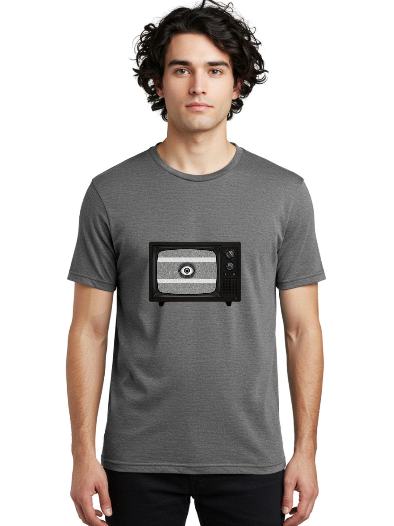 Old-Tv-With-Eye Men'S Graphic Tee, 100% Cotton, Comfortable Casual Summer Wear, Machine Washable, Vintage Camera, Old Camera, Antique Camera, Black Camera, Classic Photography, Photography Equipment, Nostalgic Device, Film Camera, Camera Art Bak996 29