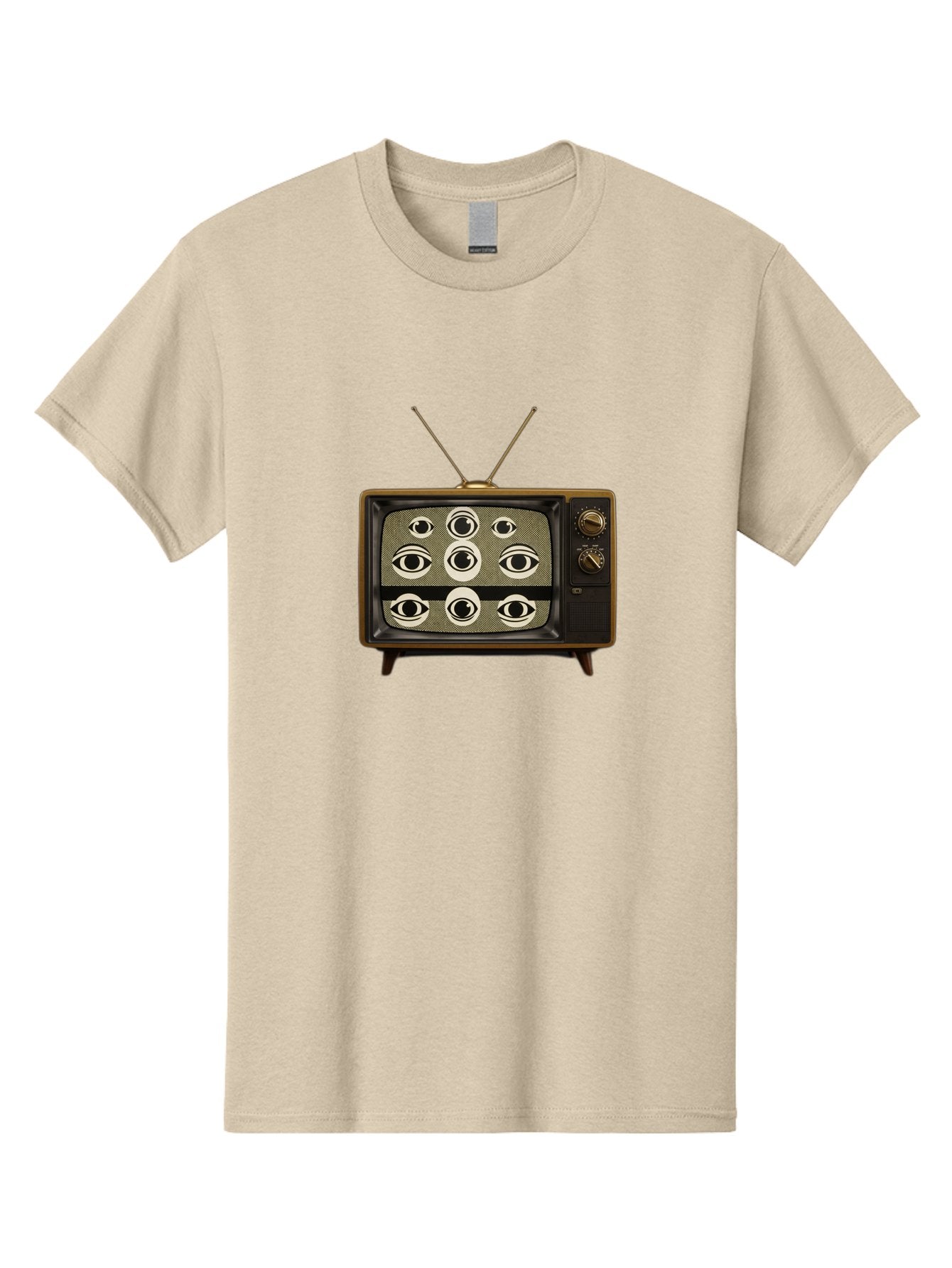 Old-Tv-With-Eyes Men'S Graphic Tee, 100% Cotton, Comfortable Casual Summer Wear, Machine Washable, Vintage Camera, Old Camera, Antique Camera, Black Camera, Classic Photography, Photography Equipment, Nostalgic Device, Film Camera, Camera Art Bak997