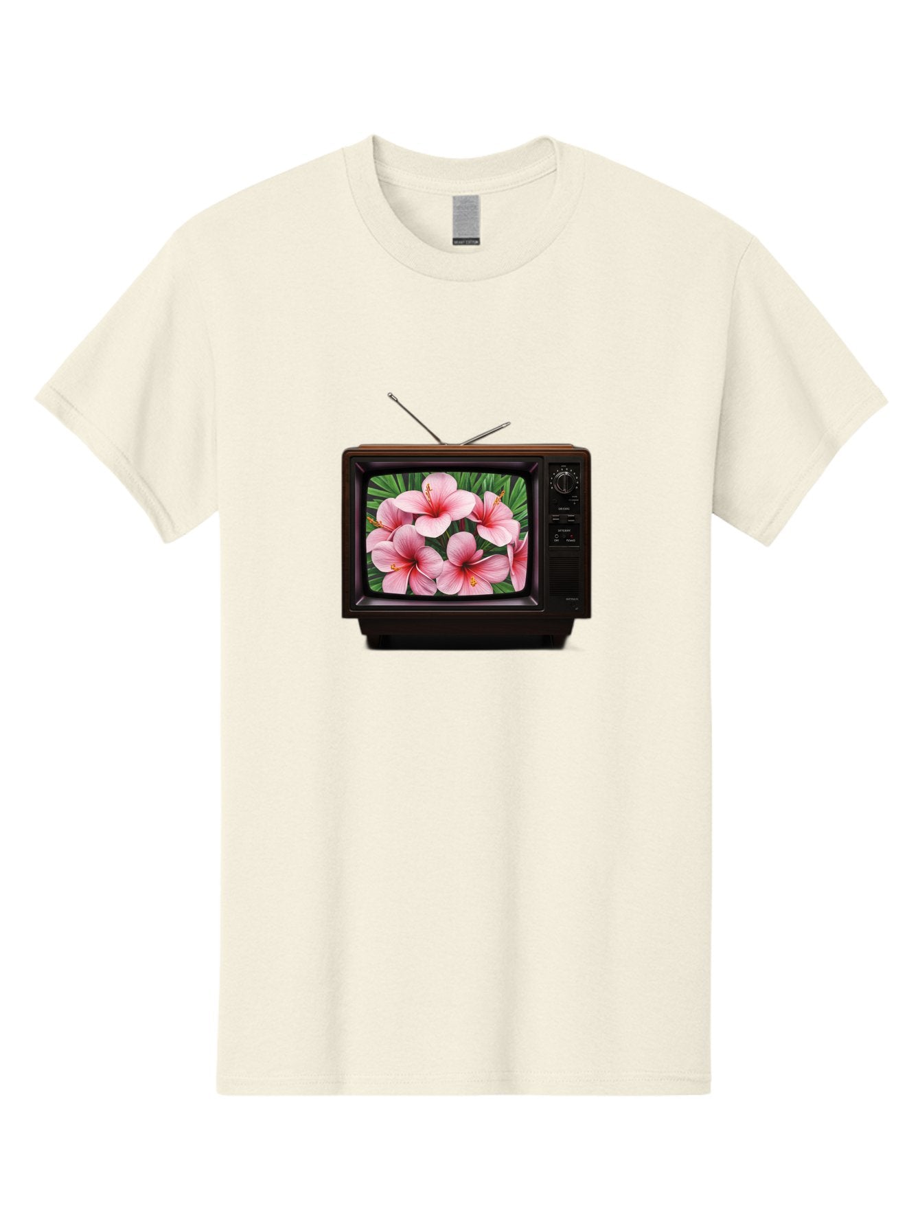 Old-Tv-With-Hibiscus-Flowers Men'S Graphic Tee, 100% Cotton, Comfortable Casual Summer Wear, Machine Washable, Vintage Camera, Old Camera, Antique Camera, Black Camera, Classic Photography, Photography Equipment, Nostalgic Device, Film Camera, Bak998 14