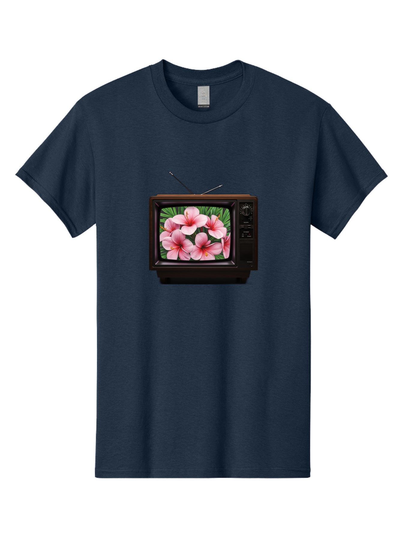 Old-Tv-With-Hibiscus-Flowers Men'S Graphic Tee, 100% Cotton, Comfortable Casual Summer Wear, Machine Washable, Vintage Camera, Old Camera, Antique Camera, Black Camera, Classic Photography, Photography Equipment, Nostalgic Device, Film Camera, Bak998 6
