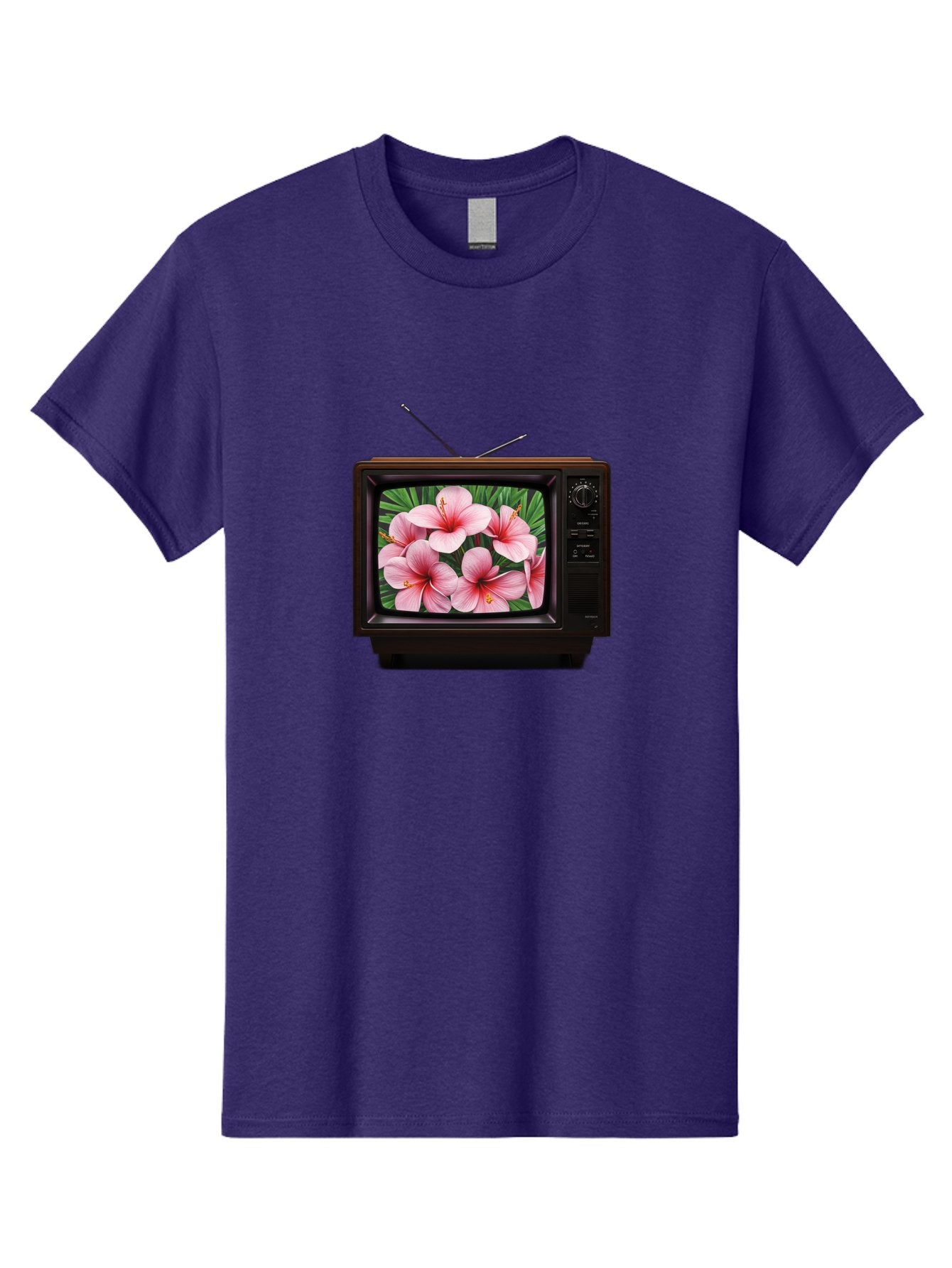 Old-Tv-With-Hibiscus-Flowers Men'S Graphic Tee, 100% Cotton, Comfortable Casual Summer Wear, Machine Washable, Vintage Camera, Old Camera, Antique Camera, Black Camera, Classic Photography, Photography Equipment, Nostalgic Device, Film Camera, Bak998 13