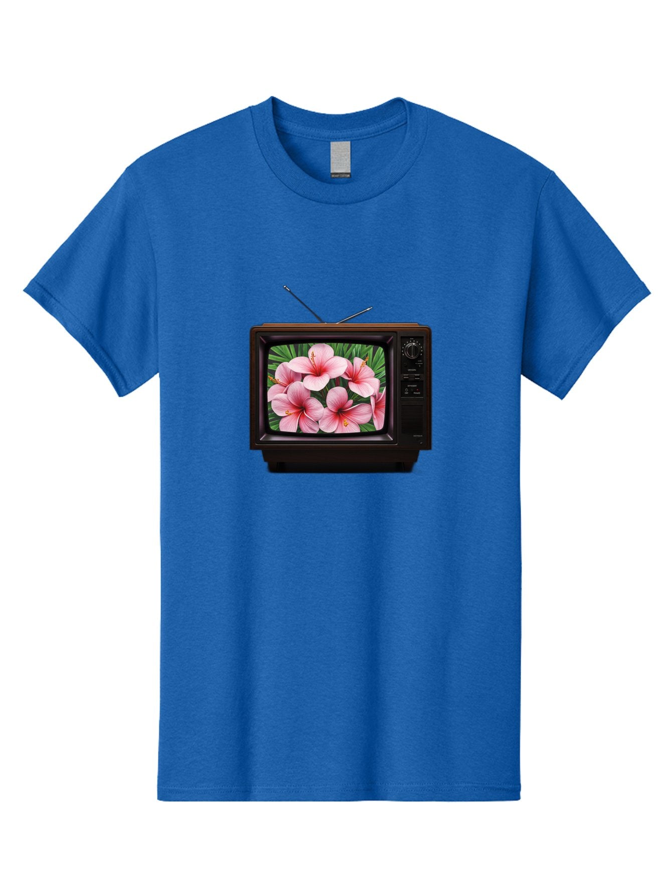 Old-Tv-With-Hibiscus-Flowers Men'S Graphic Tee, 100% Cotton, Comfortable Casual Summer Wear, Machine Washable, Vintage Camera, Old Camera, Antique Camera, Black Camera, Classic Photography, Photography Equipment, Nostalgic Device, Film Camera, Bak998 3