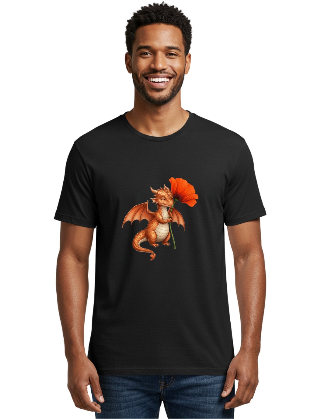 Orange-Dragon-With-Poppy Men'S Graphic Tee, 100% Cotton, Comfortable Casual Summer Wear, Machine Washable, Vintage Camera, Old Camera, Antique Camera, Black Camera, Classic Photography, Photography Equipment, Nostalgic Device, Film Camera, Bal003 25