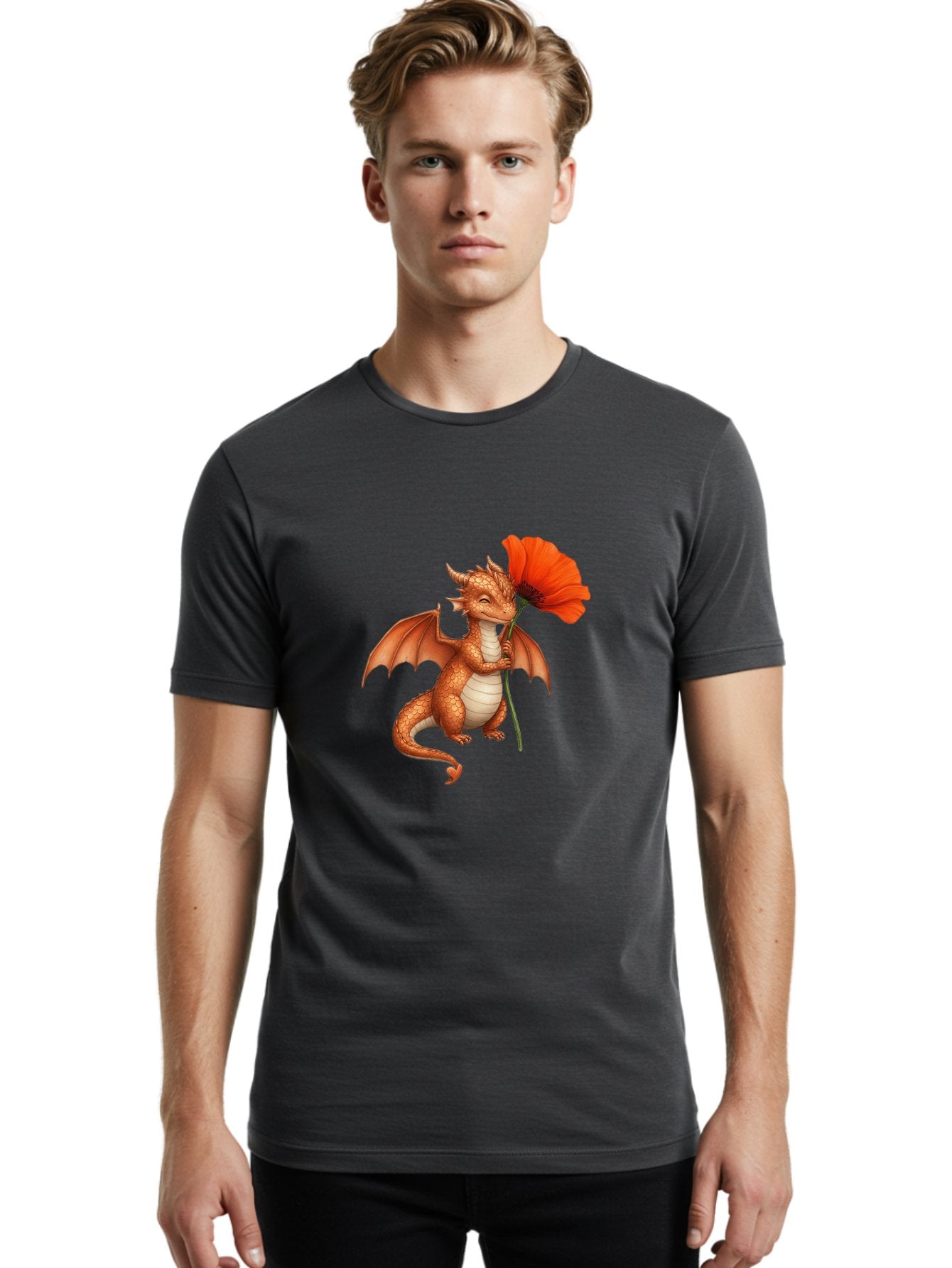 Orange-Dragon-With-Poppy Men'S Graphic Tee, 100% Cotton, Comfortable Casual Summer Wear, Machine Washable, Vintage Camera, Old Camera, Antique Camera, Black Camera, Classic Photography, Photography Equipment, Nostalgic Device, Film Camera, Bal003 20