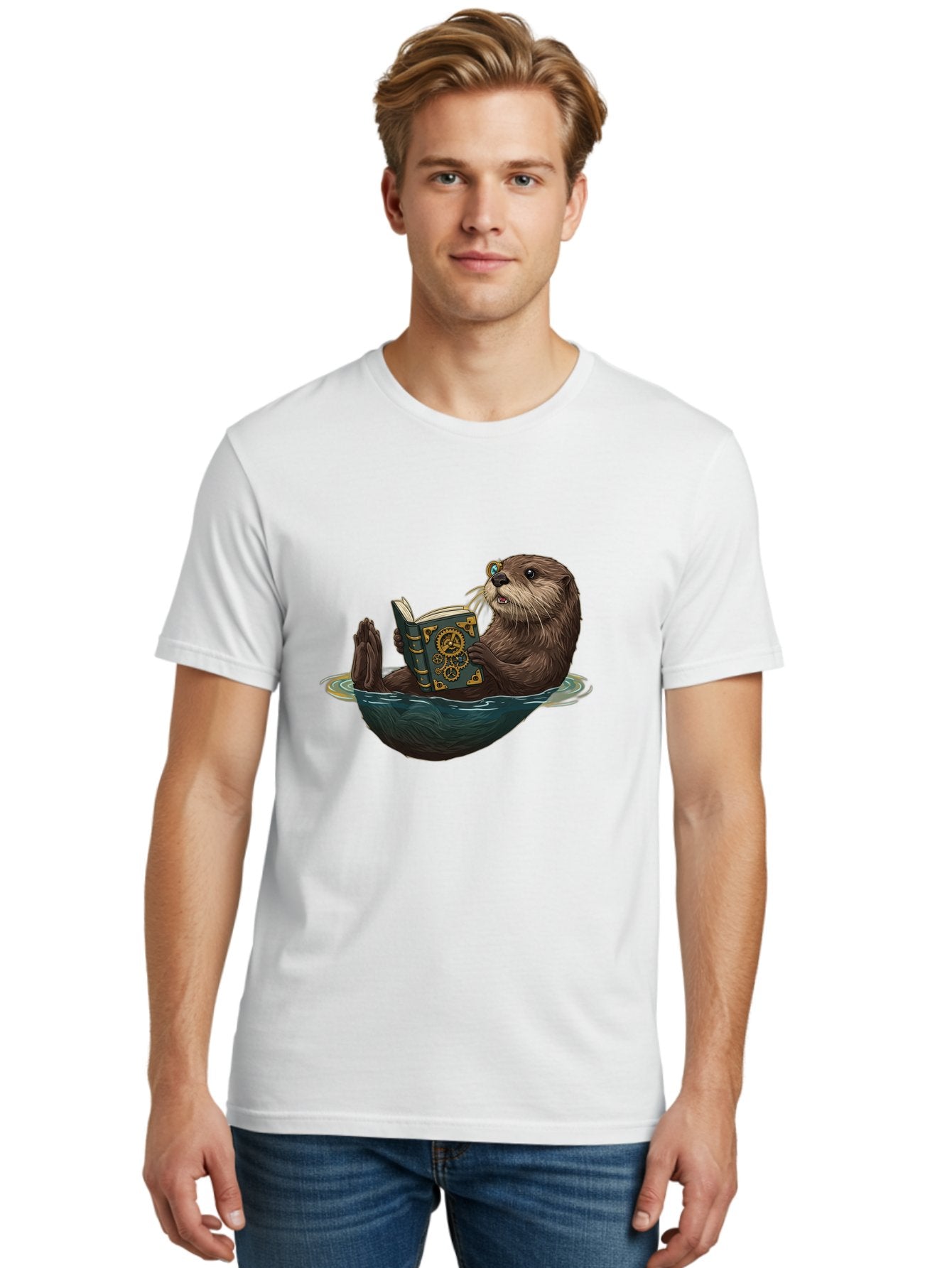 Otter-Reading-Book-1 Men'S Graphic Tee, 100% Cotton, Comfortable Casual Summer Wear, Machine Washable, Vintage Camera, Old Camera, Antique Camera, Black Camera, Classic Photography, Photography Equipment, Nostalgic Device, Film Camera, Bal011 20