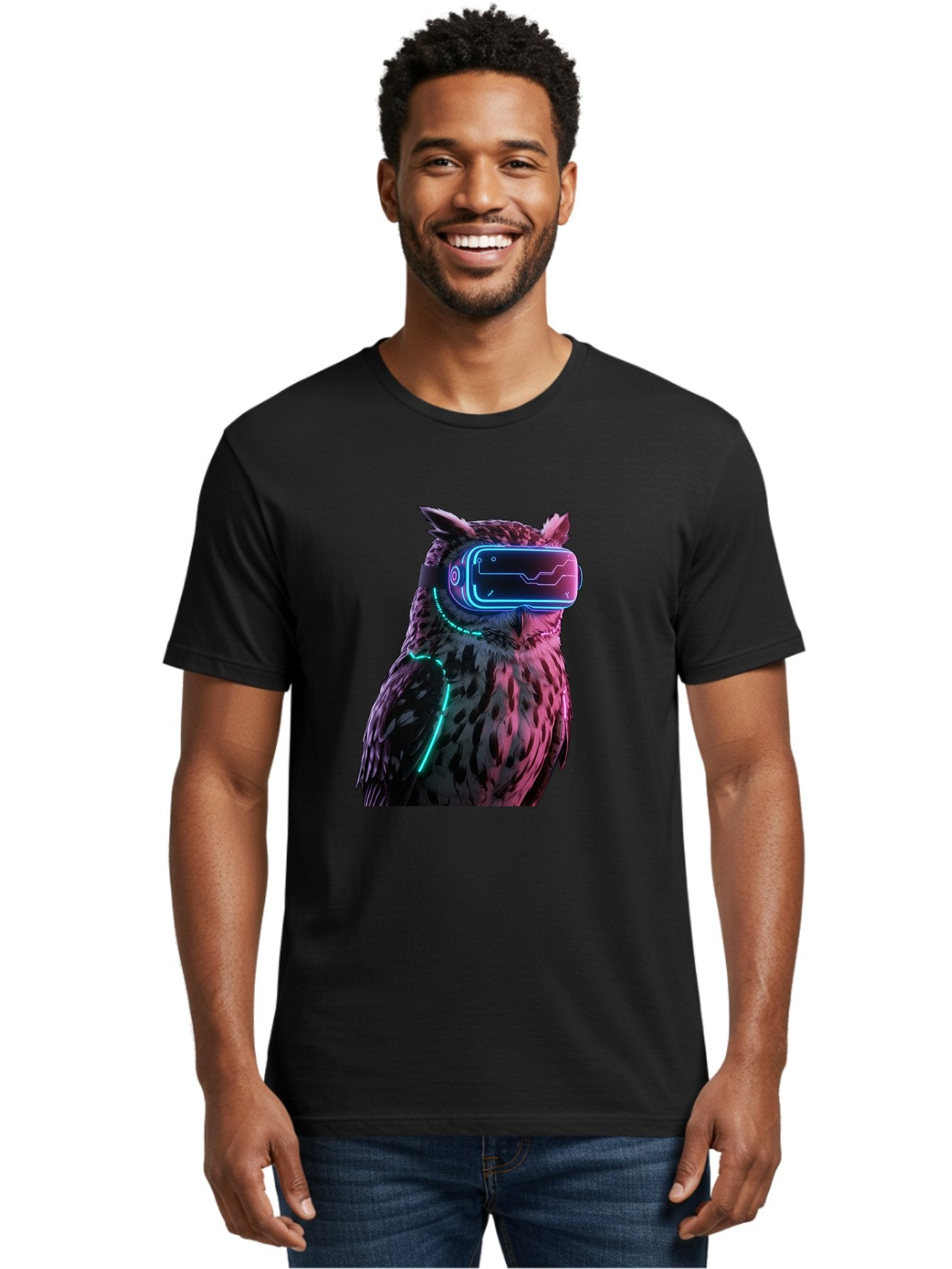 Owl-Vr-Headset-1 Men'S Graphic Tee, 100% Cotton, Comfortable Casual Summer Wear, Machine Washable, Vintage Camera, Old Camera, Antique Camera, Black Camera, Classic Photography, Photography Equipment, Nostalgic Device, Film Camera, Camera Art Bal023 24
