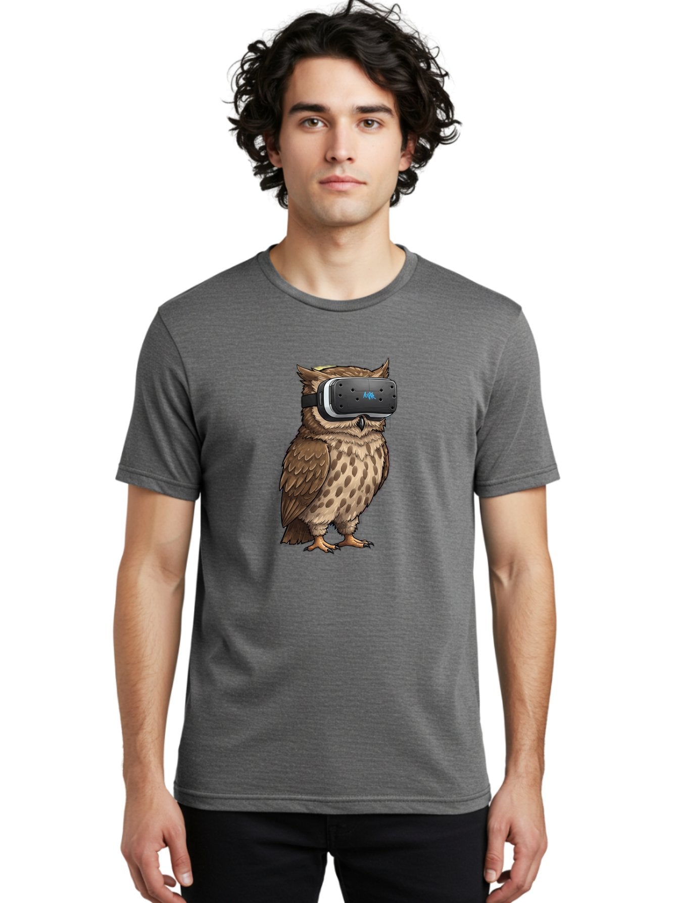 Owl-Wearing-Meta-Quest-3-Vr-Headset Men'S Graphic Tee, 100% Cotton, Comfortable Casual Summer Wear, Machine Washable, Vintage Camera, Old Camera, Antique Camera, Black Camera, Classic Photography, Photography Equipment, Nostalgic Device, Bal025 17