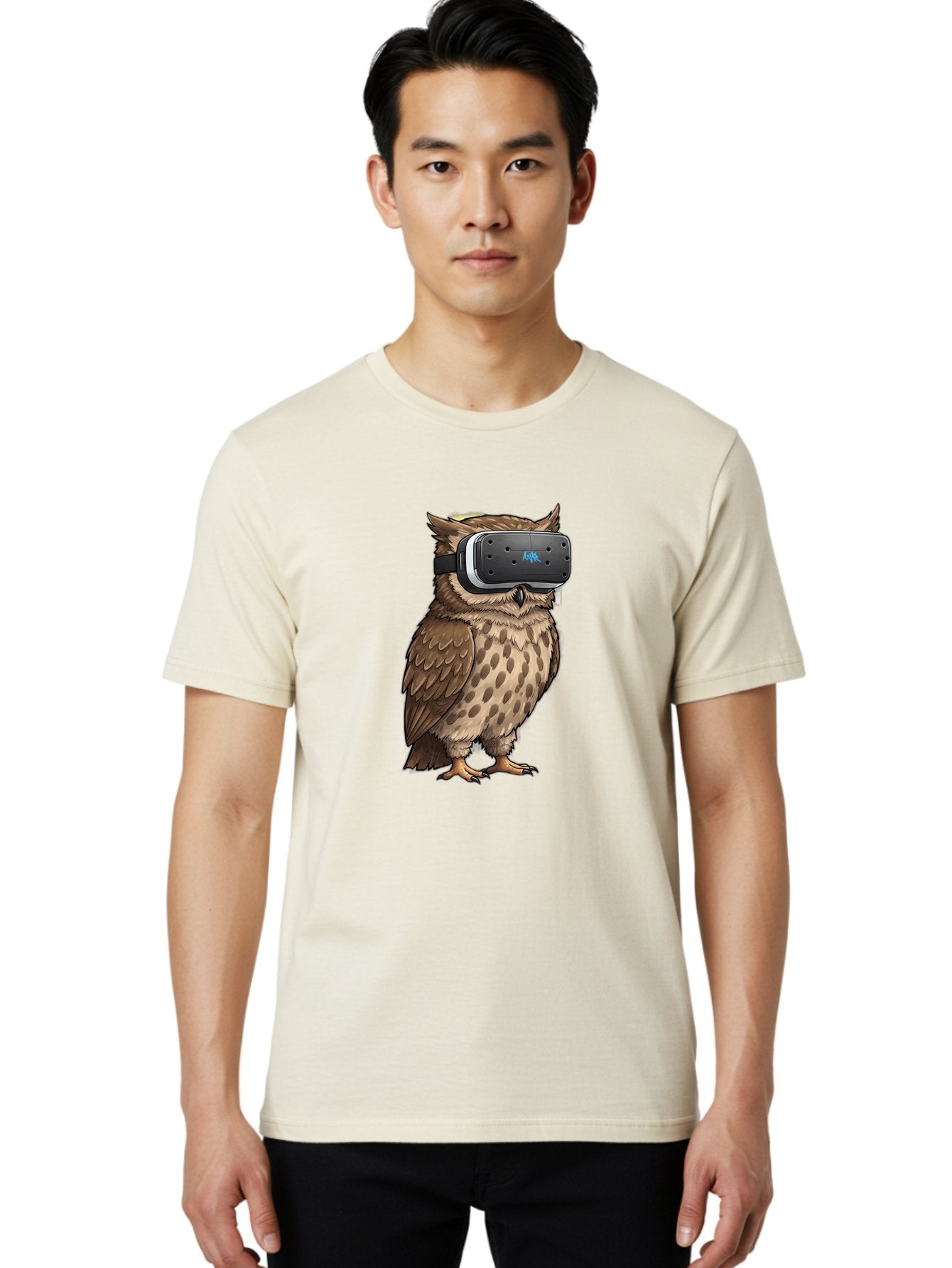 Owl-Wearing-Meta-Quest-3-Vr-Headset Men'S Graphic Tee, 100% Cotton, Comfortable Casual Summer Wear, Machine Washable, Vintage Camera, Old Camera, Antique Camera, Black Camera, Classic Photography, Photography Equipment, Nostalgic Device, Bal025 26