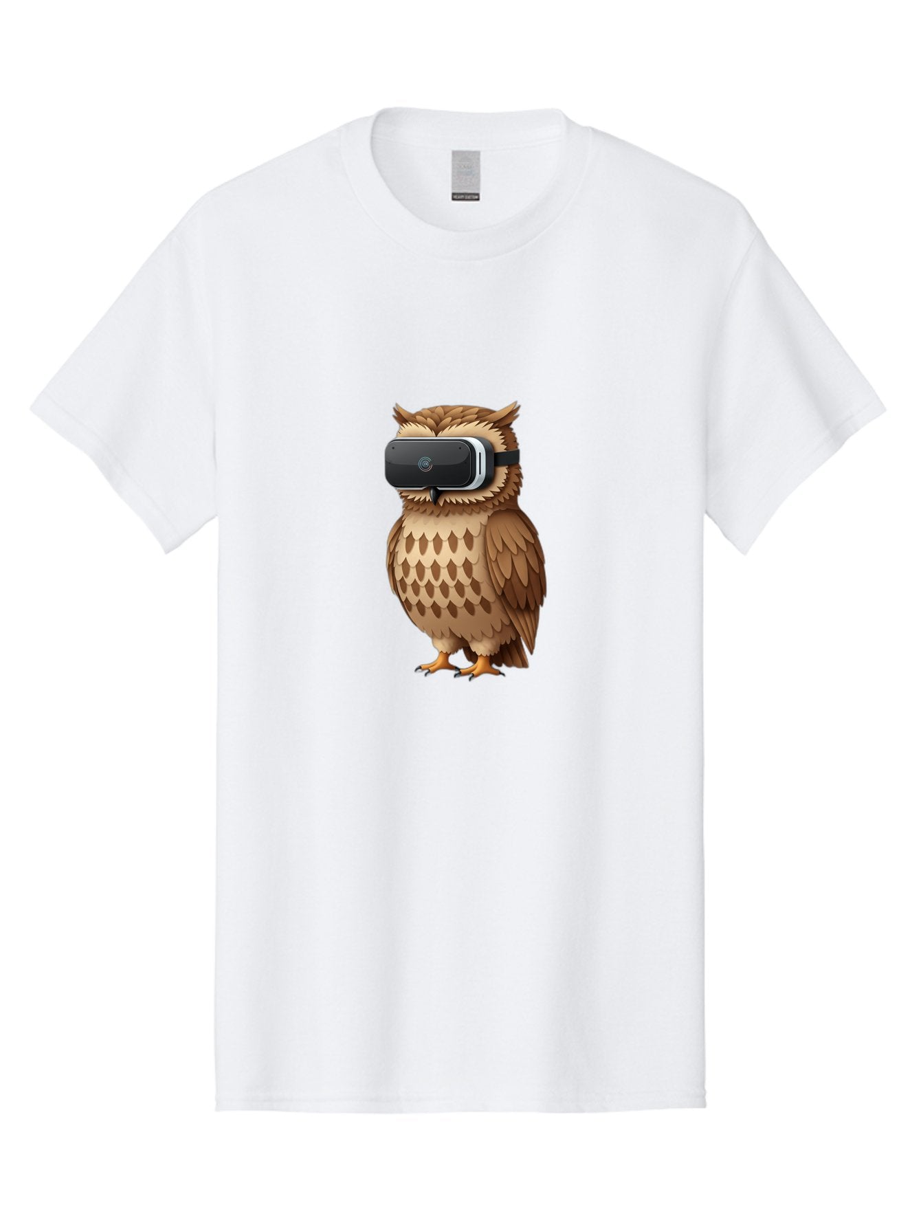 Owl-Wearing-Vr-Headset-1 Men'S Graphic Tee, 100% Cotton, Comfortable Casual Summer Wear, Machine Washable, Vintage Camera, Old Camera, Antique Camera, Black Camera, Classic Photography, Photography Equipment, Nostalgic Device, Film Camera, Bal026