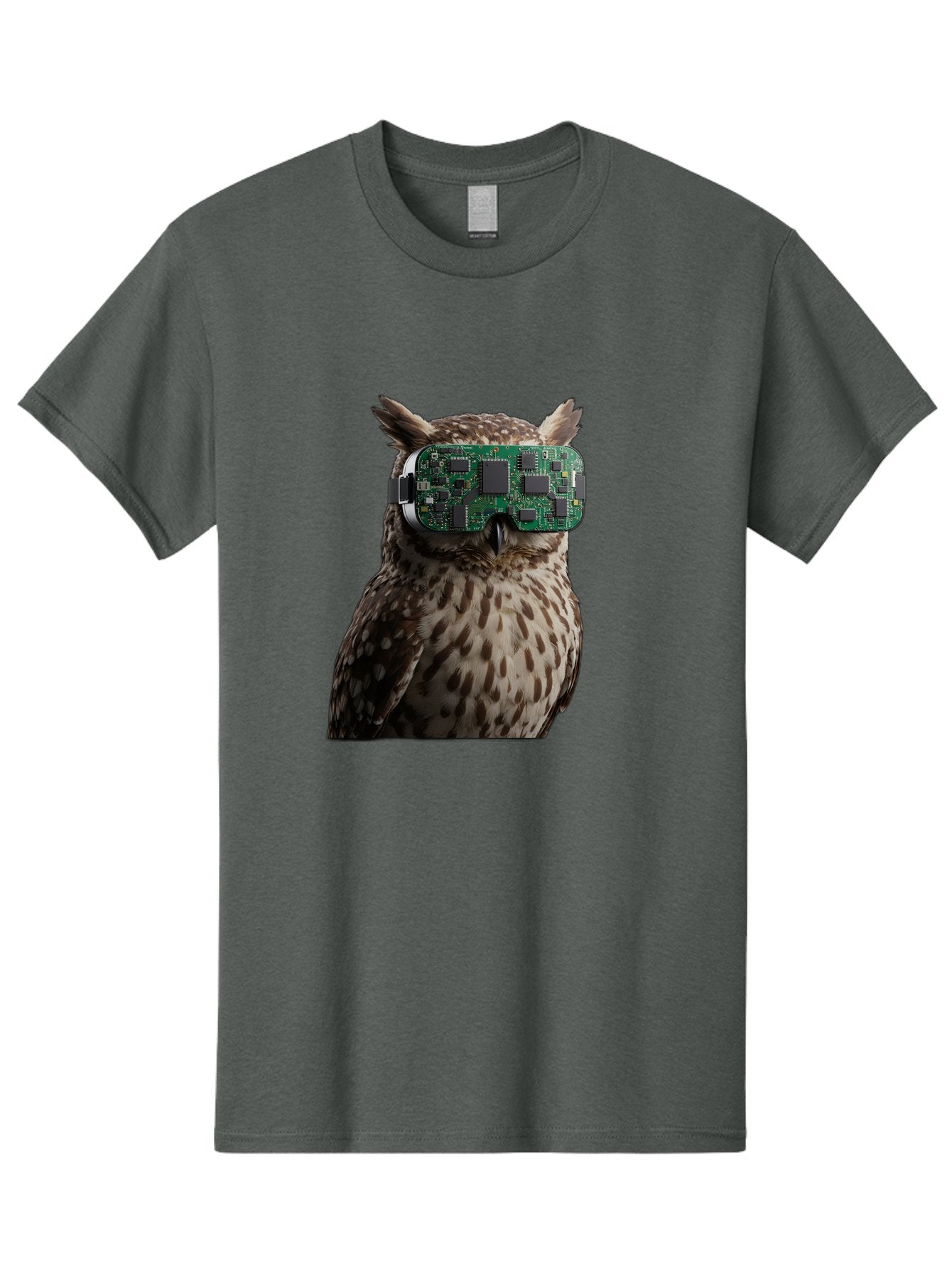 Owl-With-Circuit-Board-Vr-Goggles Men'S Graphic Tee, 100% Cotton, Comfortable Casual Summer Wear, Machine Washable, Vintage Camera, Old Camera, Antique Camera, Black Camera, Classic Photography, Photography Equipment, Nostalgic Device, Bal028