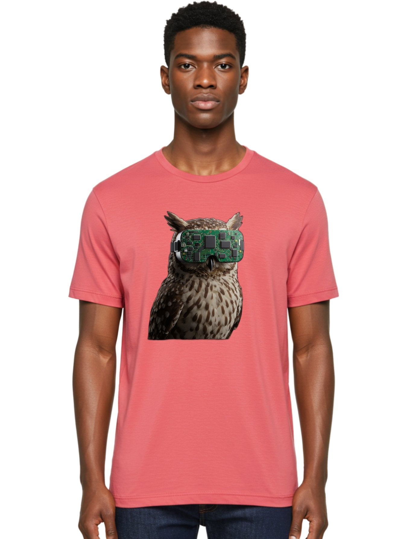 Owl-With-Circuit-Board-Vr-Goggles Men'S Graphic Tee, 100% Cotton, Comfortable Casual Summer Wear, Machine Washable, Vintage Camera, Old Camera, Antique Camera, Black Camera, Classic Photography, Photography Equipment, Nostalgic Device, Bal028 28