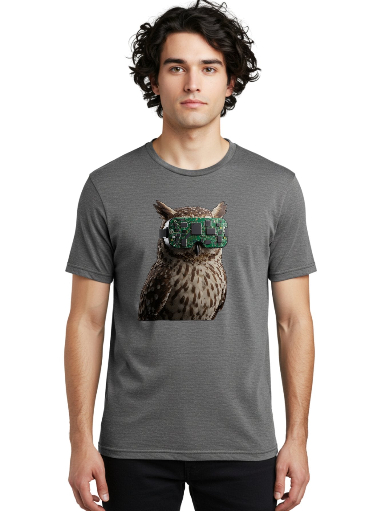 Owl-With-Circuit-Board-Vr-Goggles Men'S Graphic Tee, 100% Cotton, Comfortable Casual Summer Wear, Machine Washable, Vintage Camera, Old Camera, Antique Camera, Black Camera, Classic Photography, Photography Equipment, Nostalgic Device, Bal028 17
