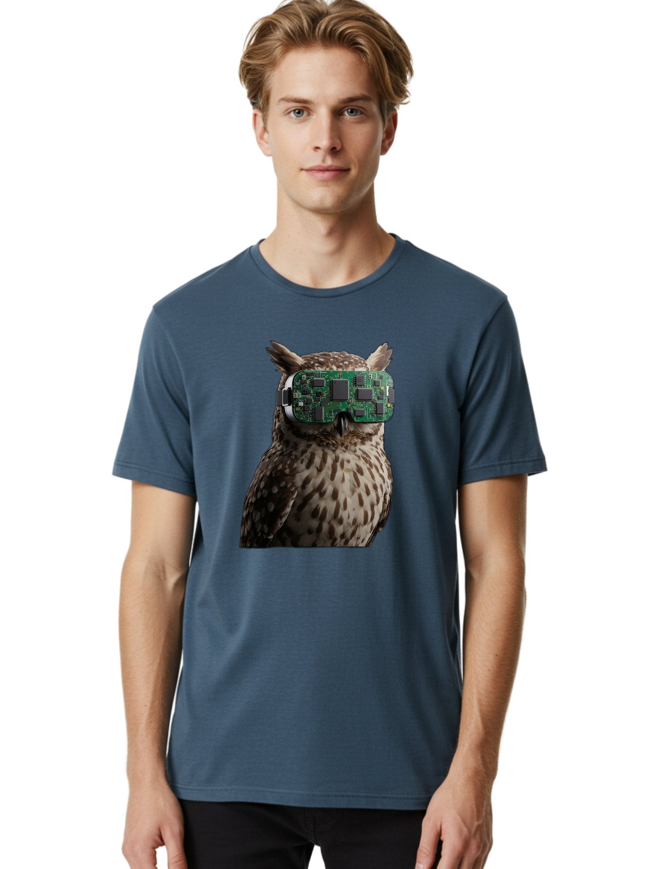 Owl-With-Circuit-Board-Vr-Goggles Men'S Graphic Tee, 100% Cotton, Comfortable Casual Summer Wear, Machine Washable, Vintage Camera, Old Camera, Antique Camera, Black Camera, Classic Photography, Photography Equipment, Nostalgic Device, Bal028 26