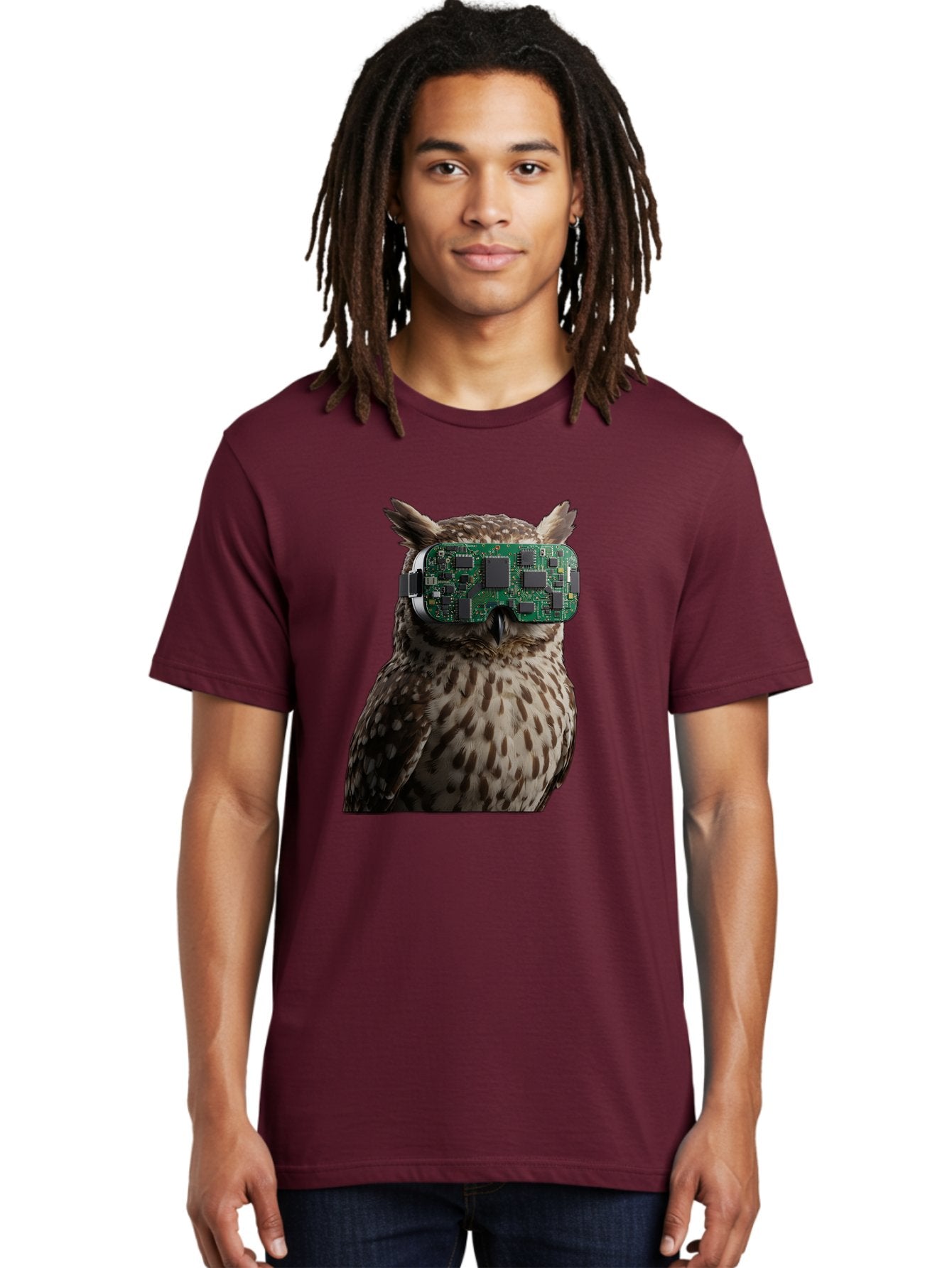 Owl-With-Circuit-Board-Vr-Goggles Men'S Graphic Tee, 100% Cotton, Comfortable Casual Summer Wear, Machine Washable, Vintage Camera, Old Camera, Antique Camera, Black Camera, Classic Photography, Photography Equipment, Nostalgic Device, Bal028 29