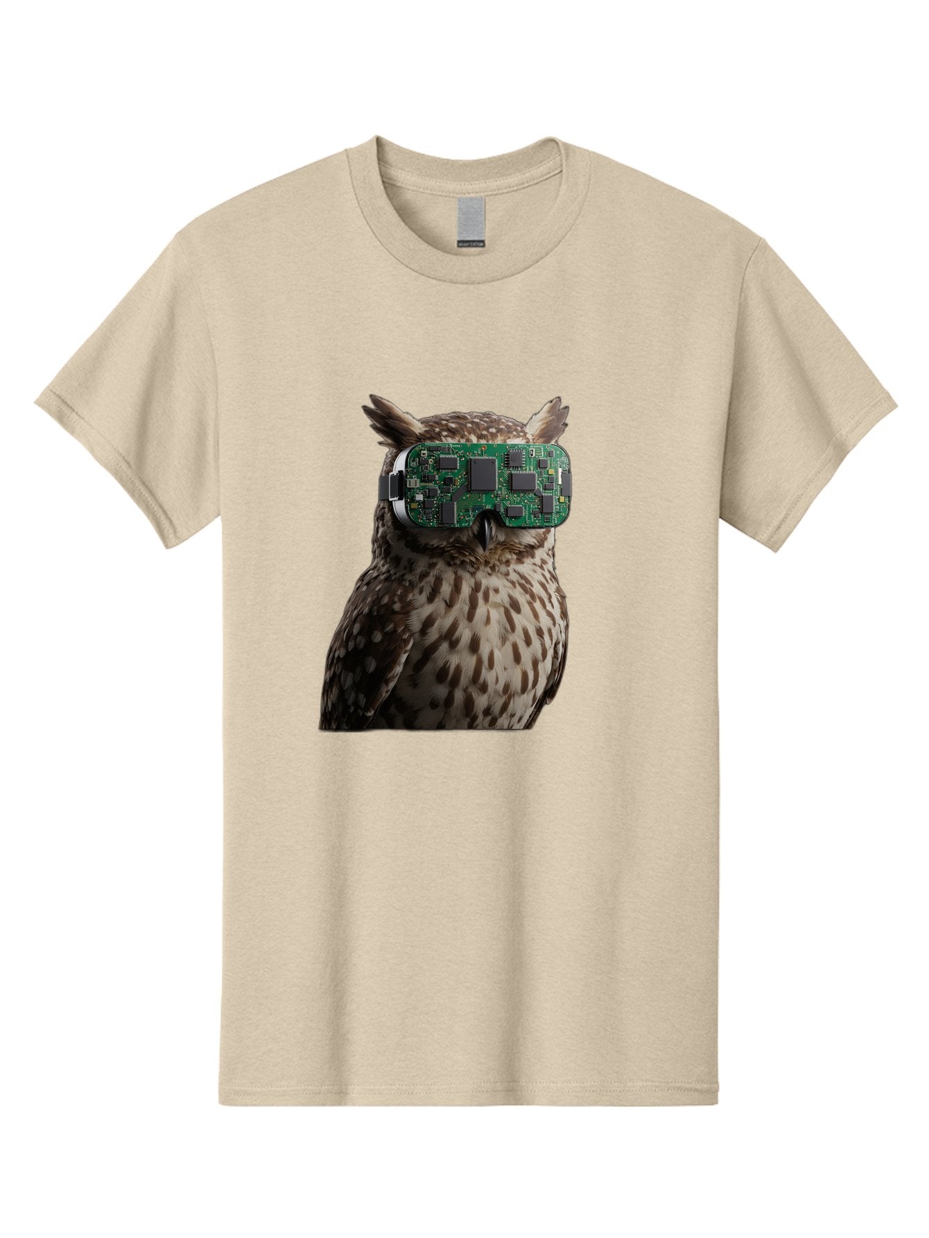 Owl-With-Circuit-Board-Vr-Goggles Men'S Graphic Tee, 100% Cotton, Comfortable Casual Summer Wear, Machine Washable, Vintage Camera, Old Camera, Antique Camera, Black Camera, Classic Photography, Photography Equipment, Nostalgic Device, Bal028 3