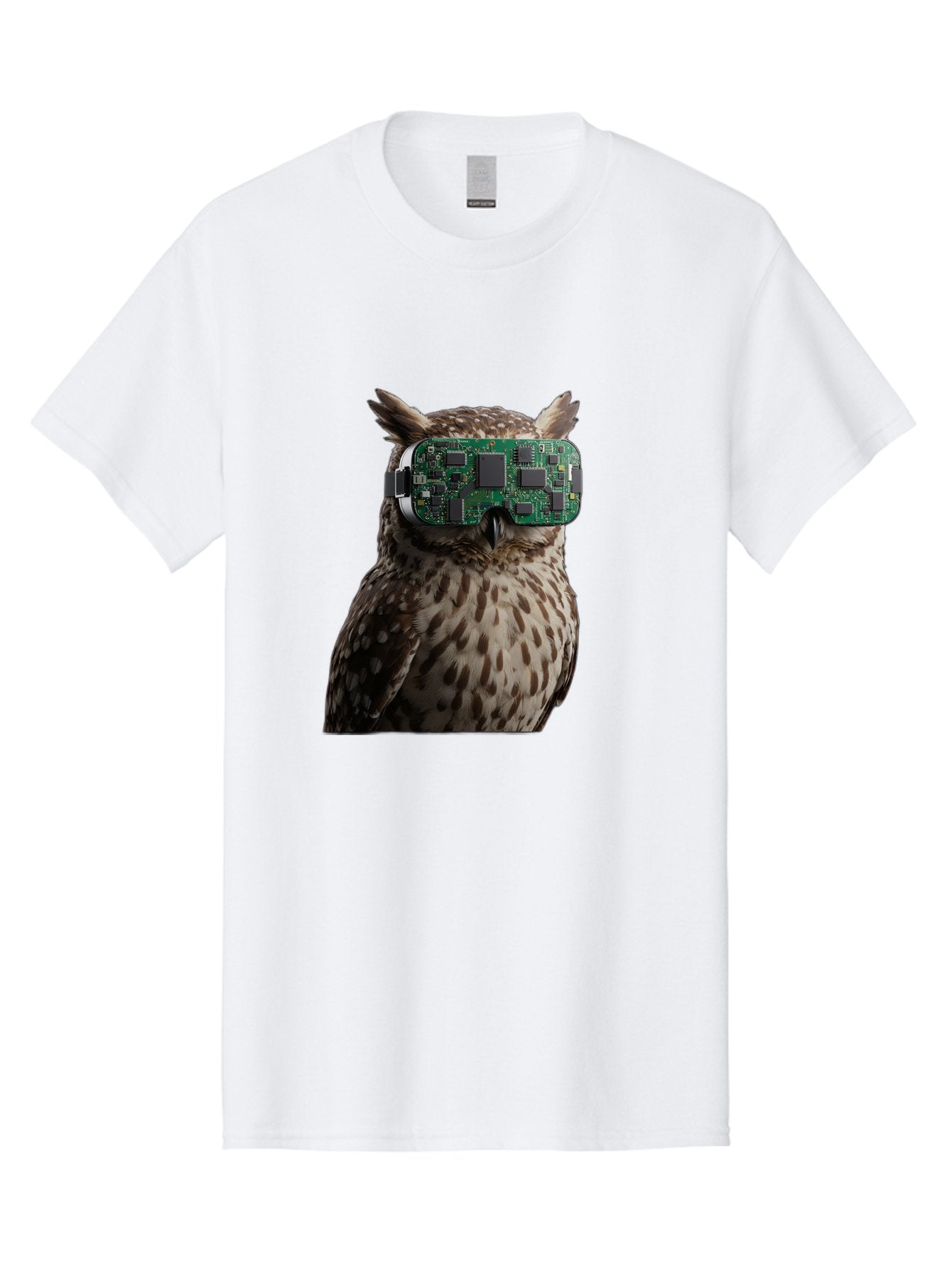 Owl-With-Circuit-Board-Vr-Goggles Men'S Graphic Tee, 100% Cotton, Comfortable Casual Summer Wear, Machine Washable, Vintage Camera, Old Camera, Antique Camera, Black Camera, Classic Photography, Photography Equipment, Nostalgic Device, Bal028 7