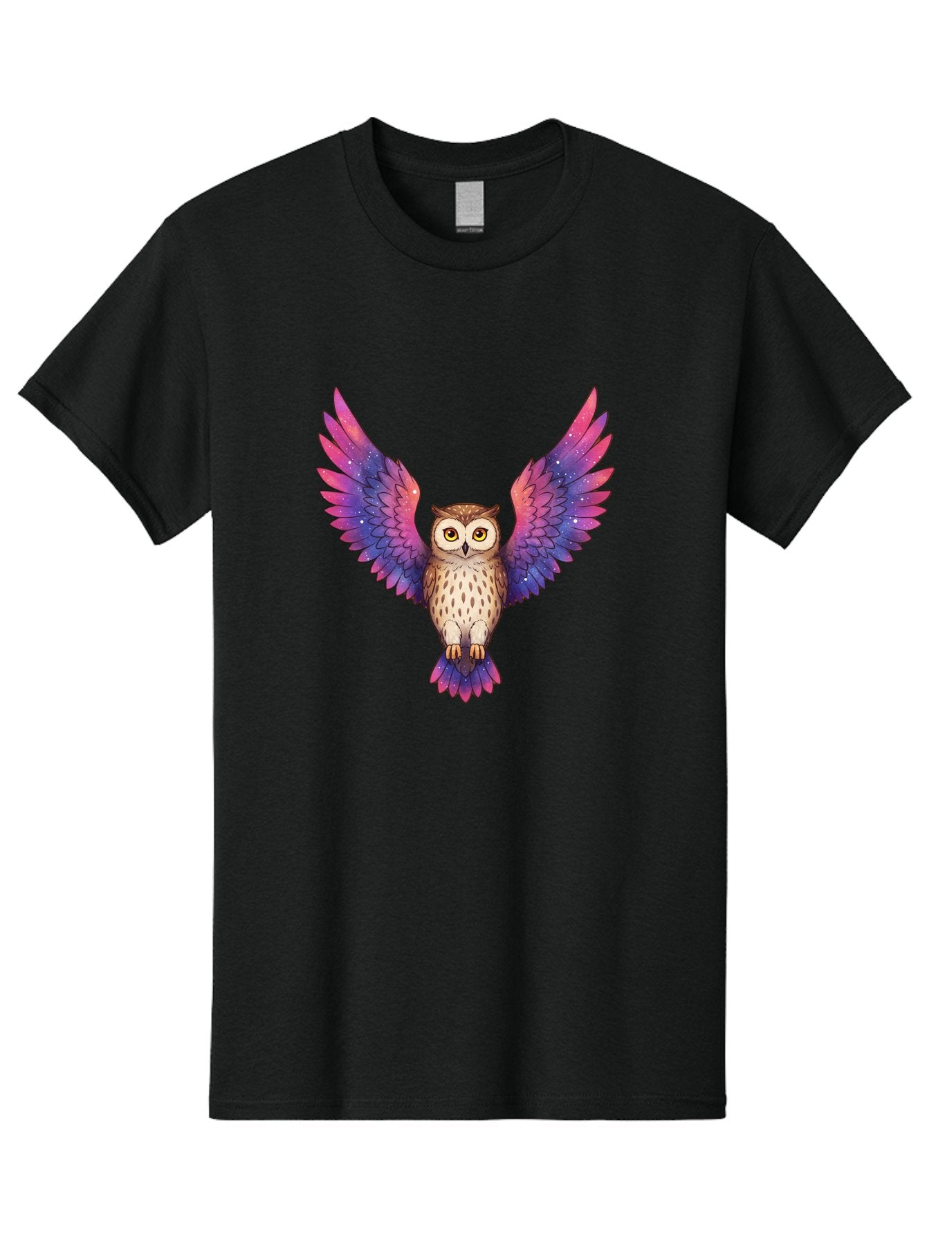 Owl-With-Galaxy-Wings-1 Men'S Graphic Tee, 100% Cotton, Comfortable Casual Summer Wear, Machine Washable, Vintage Camera, Old Camera, Antique Camera, Black Camera, Classic Photography, Photography Equipment, Nostalgic Device, Film Camera, Bal030