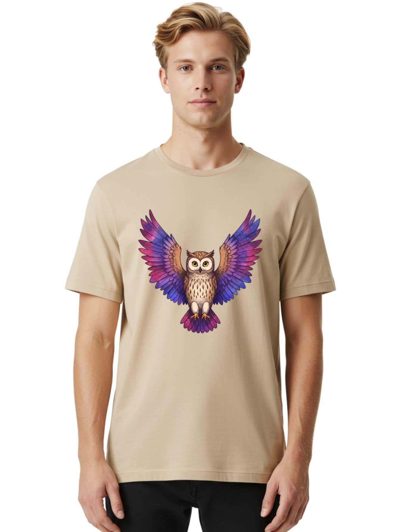 Owl-With-Galaxy-Wings Men'S Graphic Tee, 100% Cotton, Comfortable Casual Summer Wear, Machine Washable, Vintage Camera, Old Camera, Antique Camera, Black Camera, Classic Photography, Photography Equipment, Nostalgic Device, Film Camera, Bal031 21