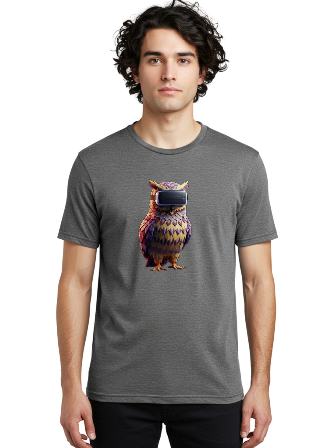 Owl-With-Vr-Headset-3 Men'S Graphic Tee, 100% Cotton, Comfortable Casual Summer Wear, Machine Washable, Vintage Camera, Old Camera, Antique Camera, Black Camera, Classic Photography, Photography Equipment, Nostalgic Device, Film Camera, Bal034 20