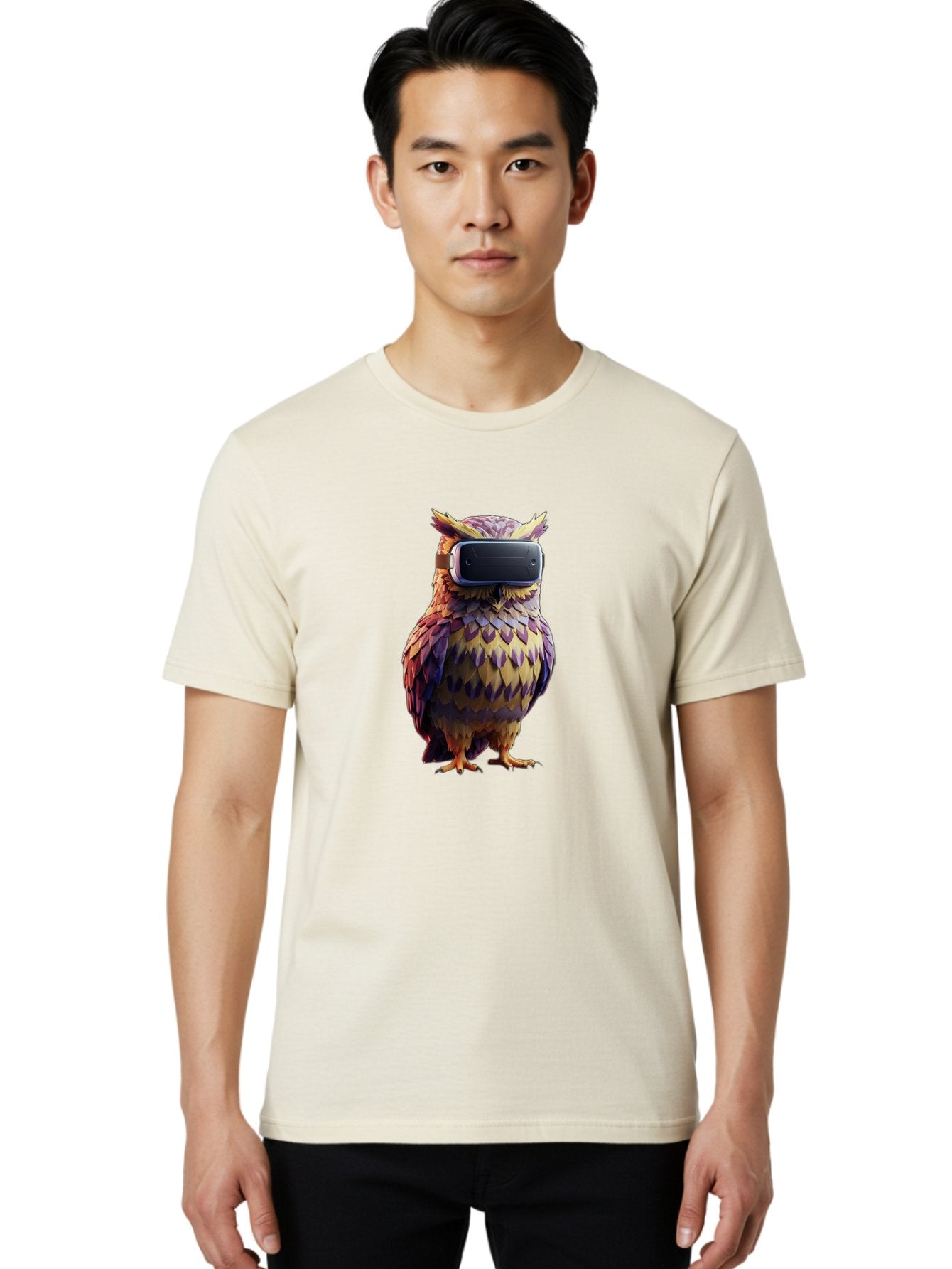 Owl-With-Vr-Headset-3 Men'S Graphic Tee, 100% Cotton, Comfortable Casual Summer Wear, Machine Washable, Vintage Camera, Old Camera, Antique Camera, Black Camera, Classic Photography, Photography Equipment, Nostalgic Device, Film Camera, Bal034 29