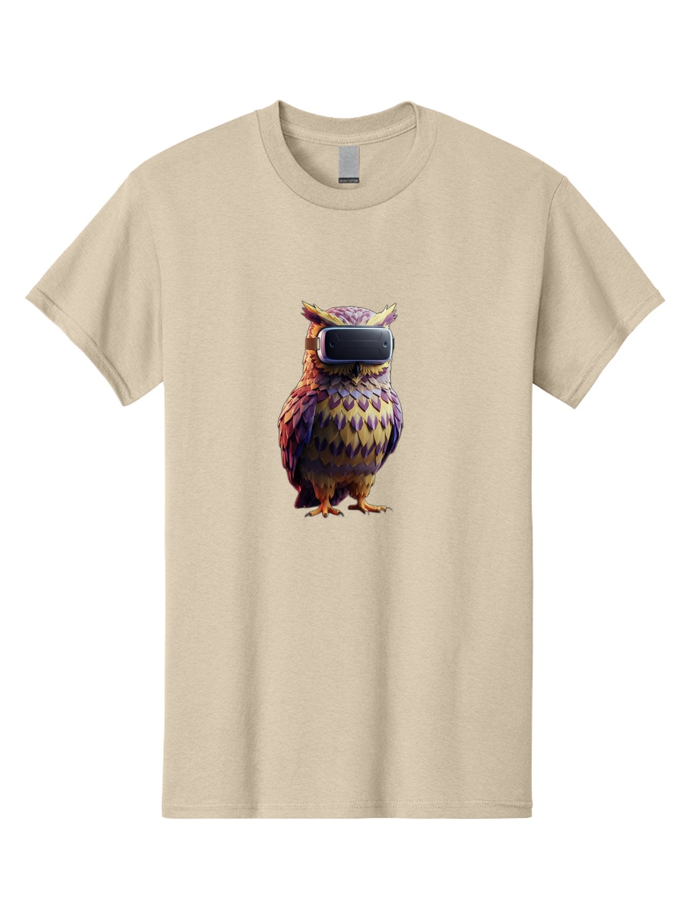 Owl-With-Vr-Headset-3 Men'S Graphic Tee, 100% Cotton, Comfortable Casual Summer Wear, Machine Washable, Vintage Camera, Old Camera, Antique Camera, Black Camera, Classic Photography, Photography Equipment, Nostalgic Device, Film Camera, Bal034