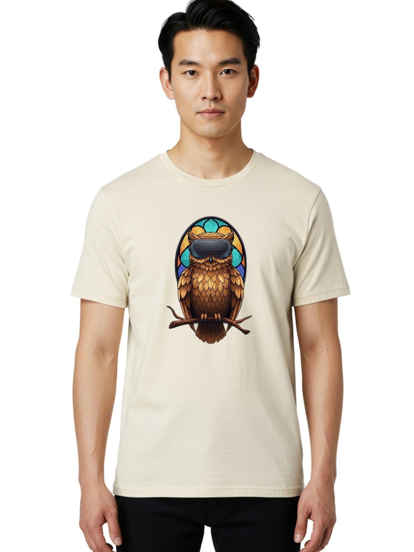 Owl-With-Vr-Headset-5 Men'S Graphic Tee, 100% Cotton, Comfortable Casual Summer Wear, Machine Washable, Vintage Camera, Old Camera, Antique Camera, Black Camera, Classic Photography, Photography Equipment, Nostalgic Device, Film Camera, Bal036 25