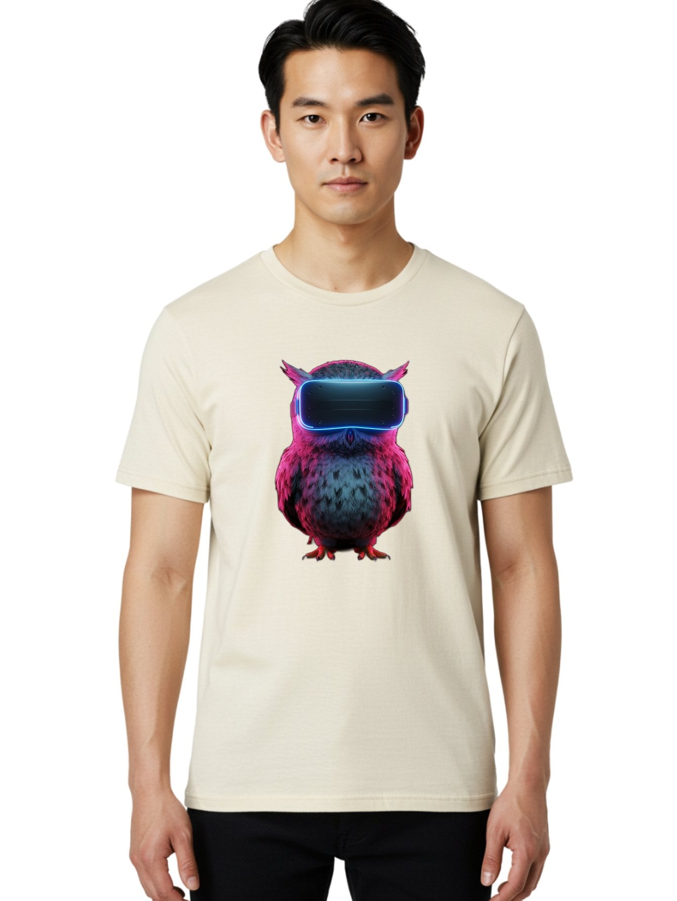 Owl-With-Vr-Headset Men'S Graphic Tee, 100% Cotton, Comfortable Casual Summer Wear, Machine Washable, Vintage Camera, Old Camera, Antique Camera, Black Camera, Classic Photography, Photography Equipment, Nostalgic Device, Film Camera, Bal037 18